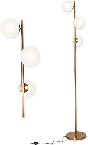 Modern 3-Globe Floor Lamp - Adjustable Brightness LED Standing Light for Living Room, Bedroom & Office - White Contemporary Lighting Fixture