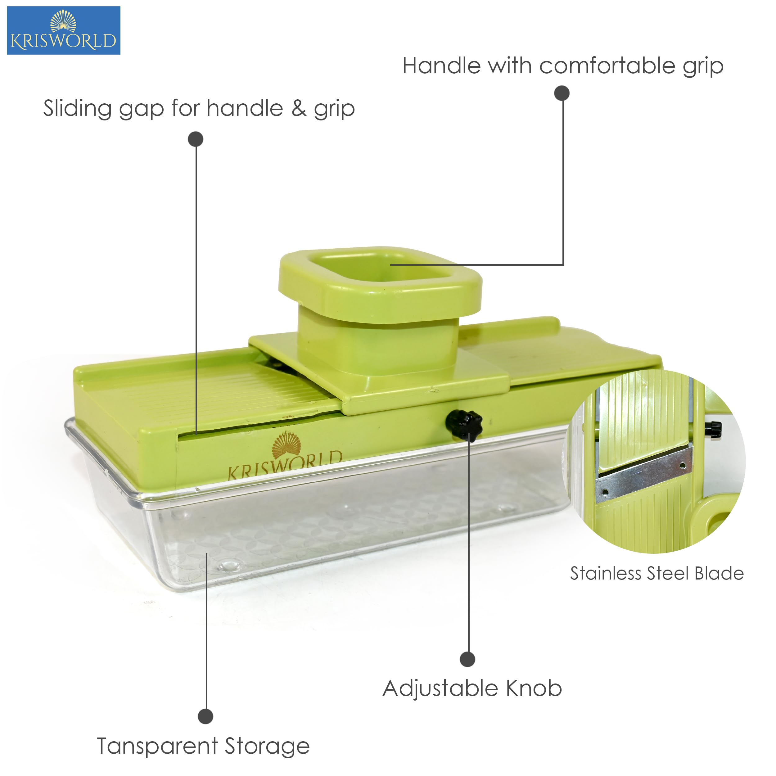 KRISWORLD Manual Nut Slicer with Stainless Steel Blades - Built-in Storage Box for Almonds, Walnuts, Dried Fruits - Perfect for Kitchen, Salads, Ginger & Garlic Slicing - Compact & Durable Fruit & Nut Cutter for Home Cooking & Meal Prep