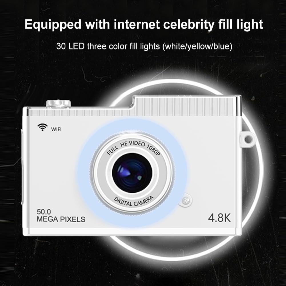 LYEAA 4K 50MP Digital Camera with 8x Optical Zoom, Autofocus, WiFi Connectivity & Built-in Fill Light - Perfect for Vlogging, Travel Photography and YouTube Content Creation