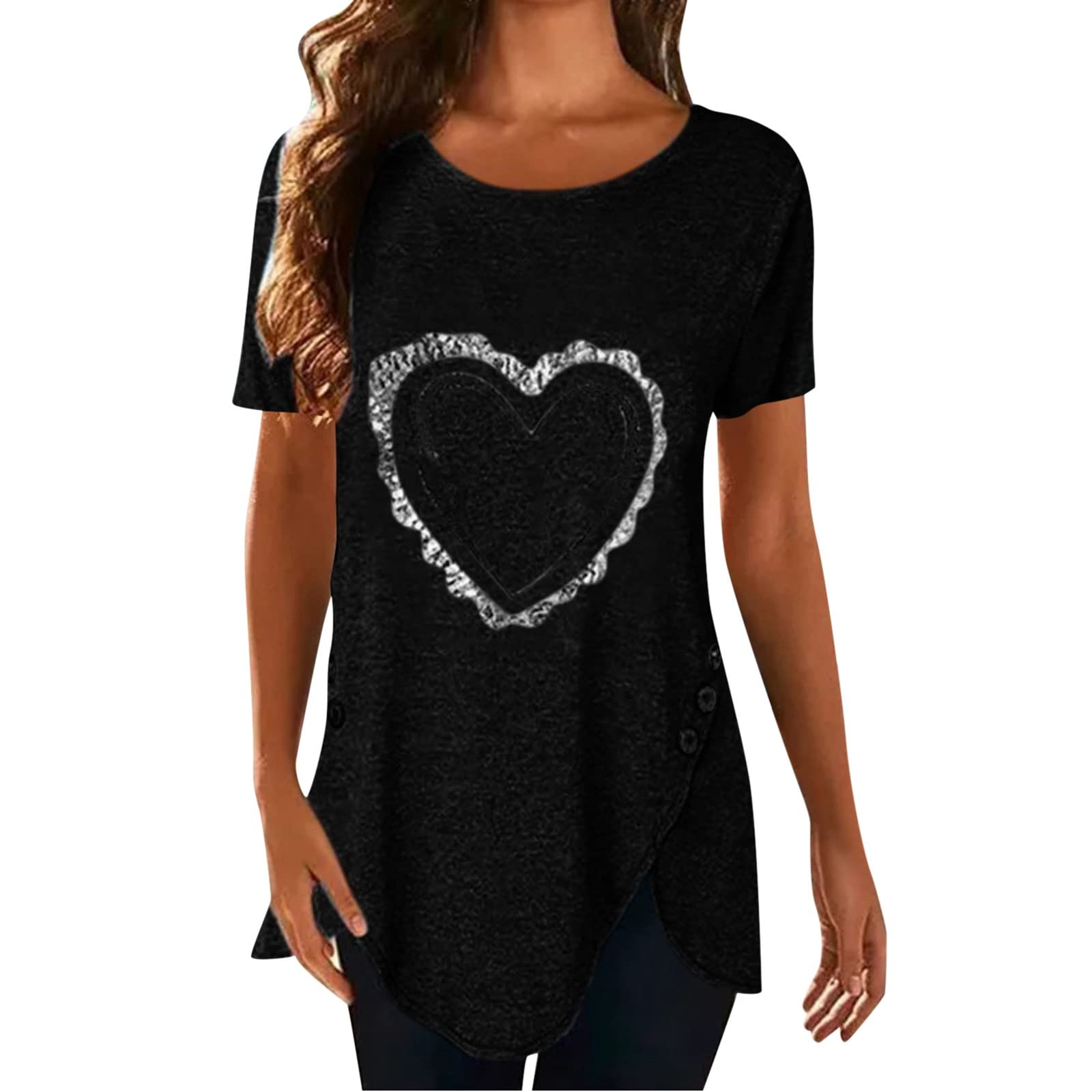 XINSHIDE Women's Short Sleeve Scoop Neck T-Shirt - Loose Fit Casual Tunic Top, Solid Color Blouse for Everyday Wear, Work & Weekend Outfits