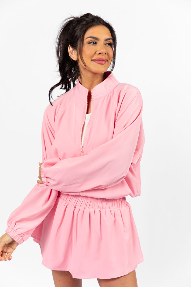 On The Daily Light Pink Full Zip Windbreaker Jacket - Women's Lightweight Water-Resistant Hoodie for Running, Hiking & Outdoor Activities | Final Sale