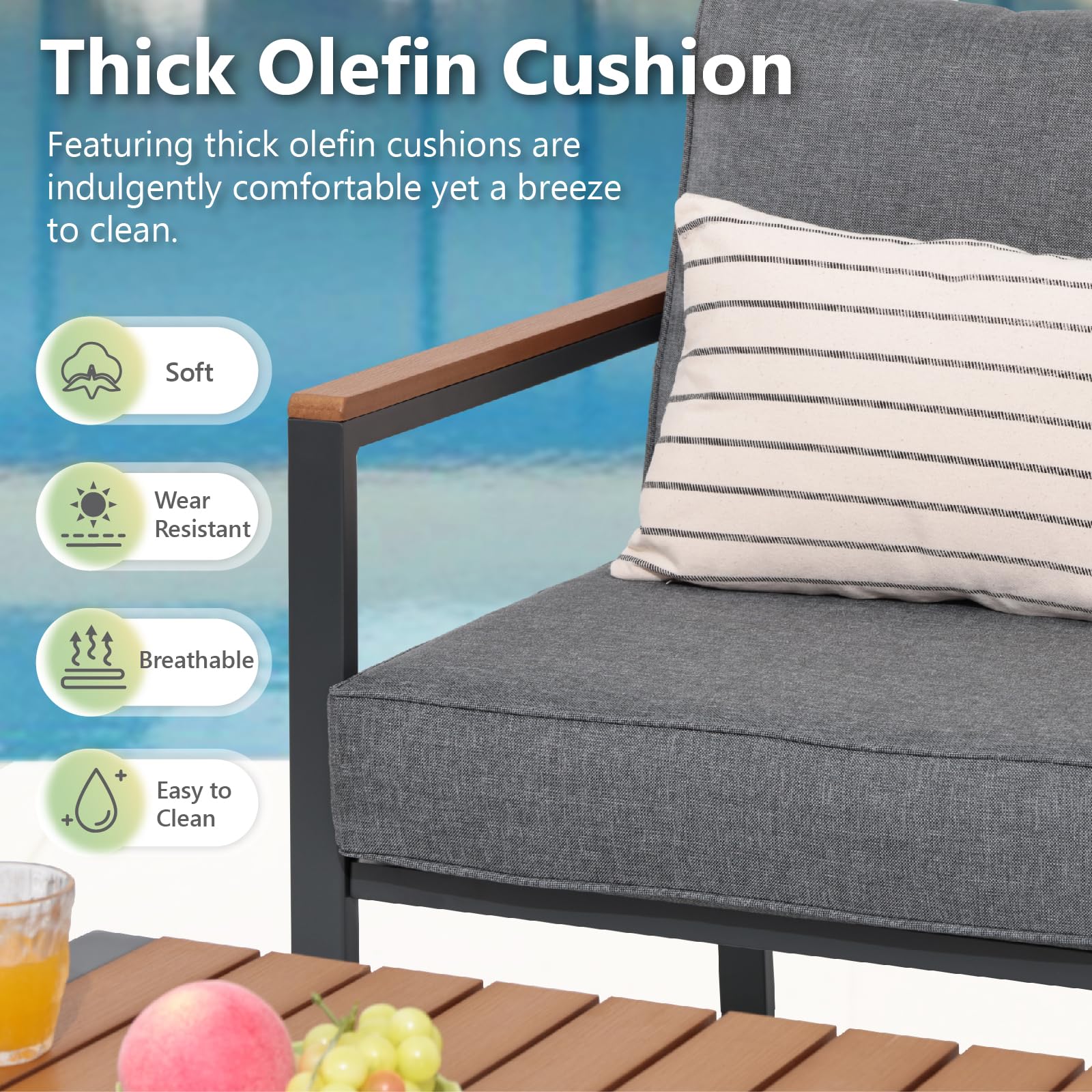 Modern Aluminum Outdoor Loveseat - All-Weather 2-Seater Patio Sofa with Olefin Cushions | Durable Metal Garden Furniture for Deck, Backyard & Poolside Relaxation | Grey Contemporary Outdoor Seating Solution