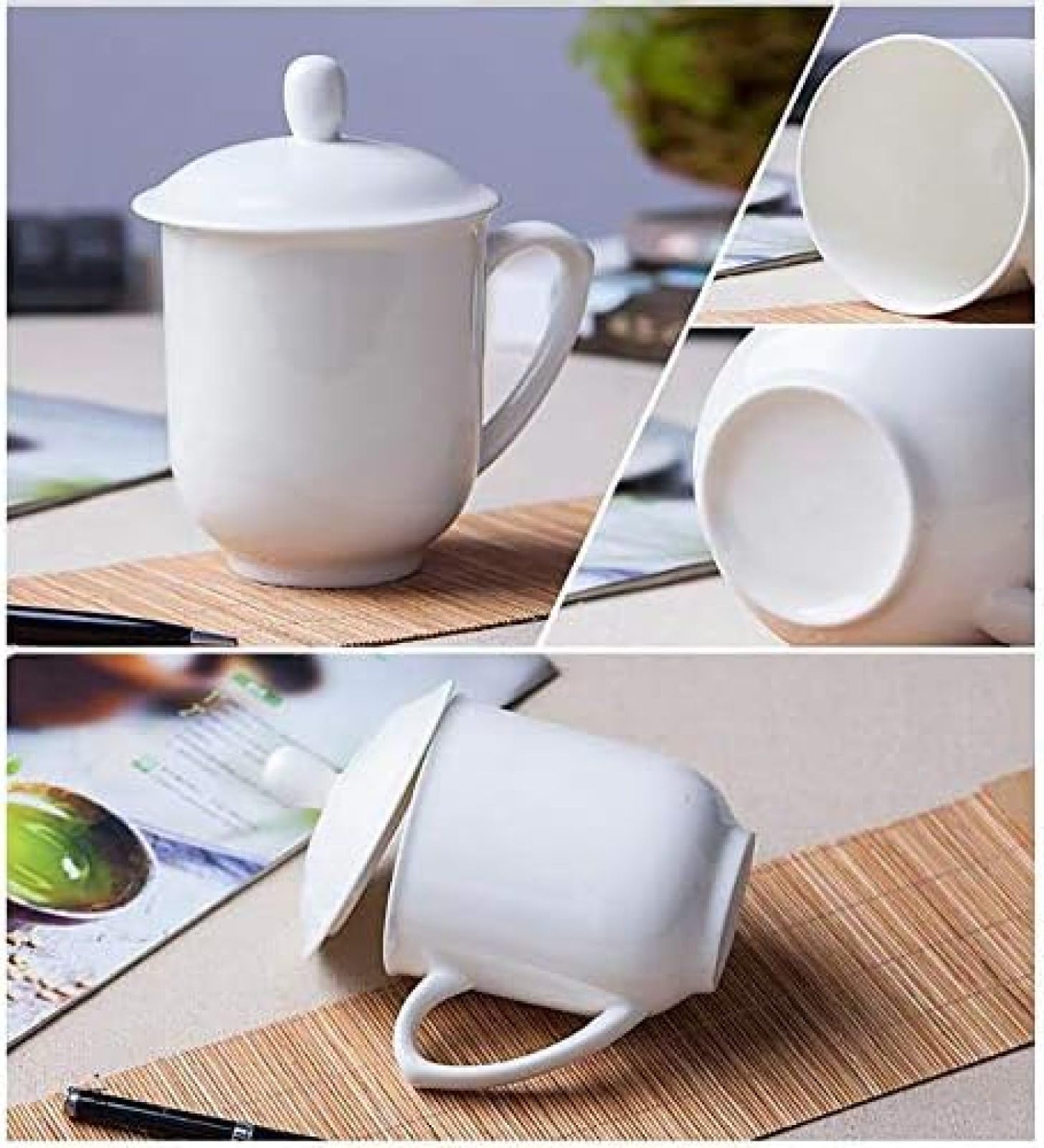 Premium Chinese Porcelain Tea Cup & Coffee Mug with Lid - Elegant Traditional Design for Home, Kitchen, Office & Restaurants - Includes Gift Box - Perfect for Afternoon Tea, Gifts & Daily Use - BPA-Free Ceramic Cup by Bonny369