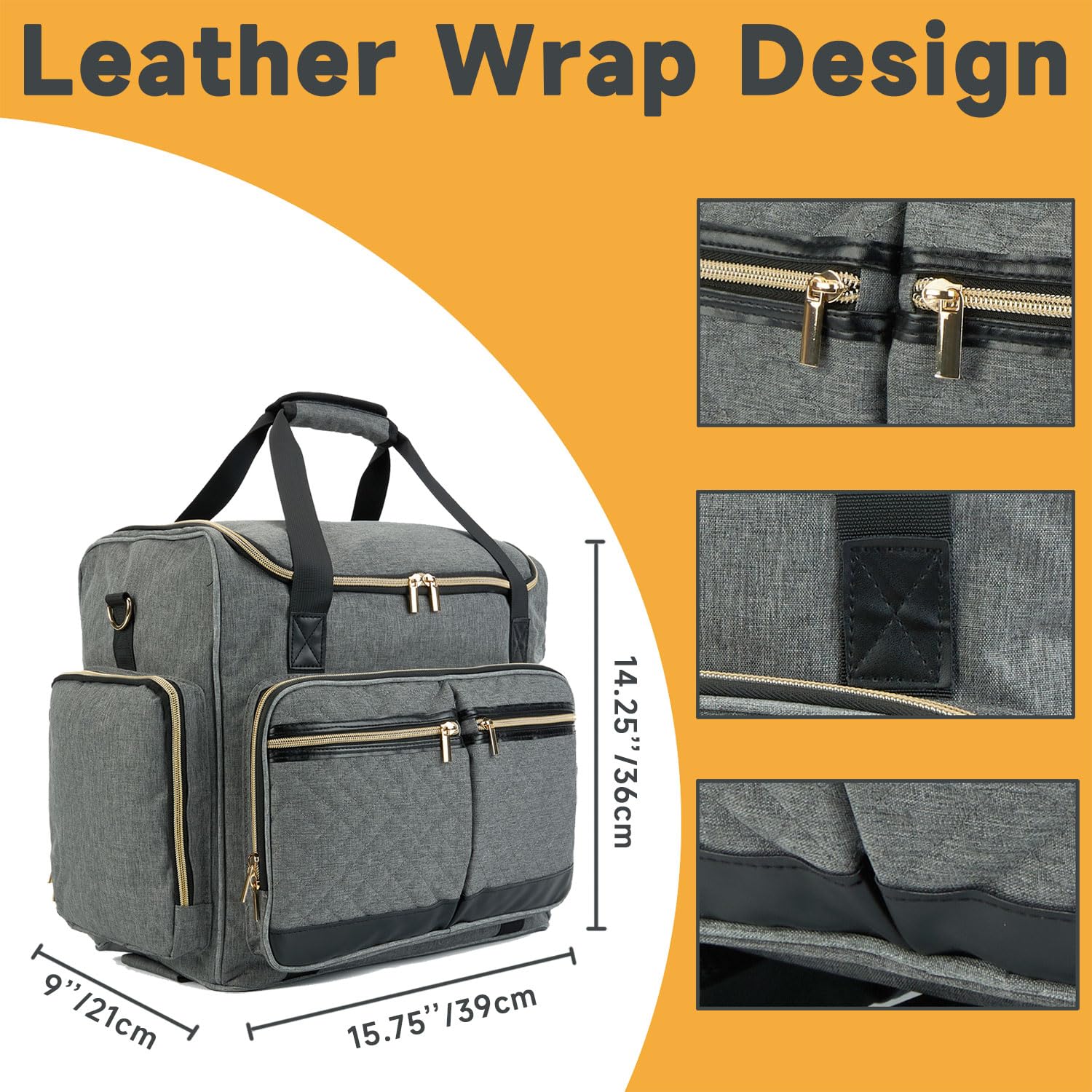 4-Wheel Rolling Teacher Bag for Women - Heavy Duty Art Tote with Detachable Dolly & Padded Laptop Sleeve Fits 15.6