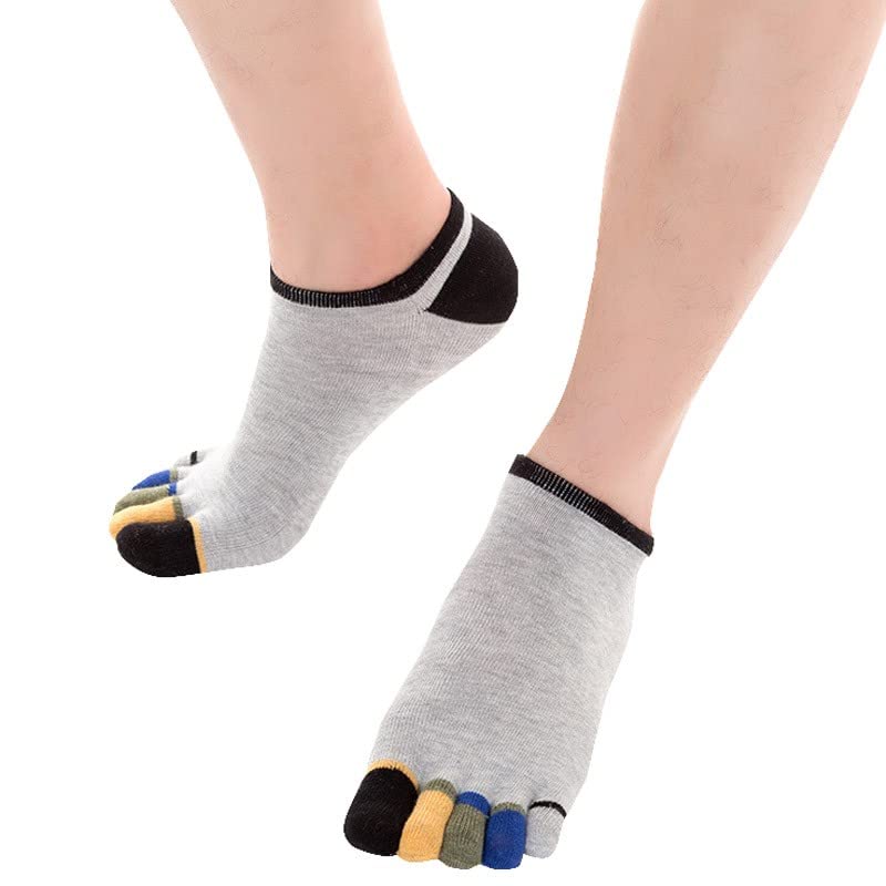Breathable Non-Slip Yoga Socks for Men - 5-Toe Colorful Athletic Work Socks with Massage Feature, Soft & Tall White Sports Socks - Perfect for Yoga, Pilates, Gym Workouts and Home Relaxation