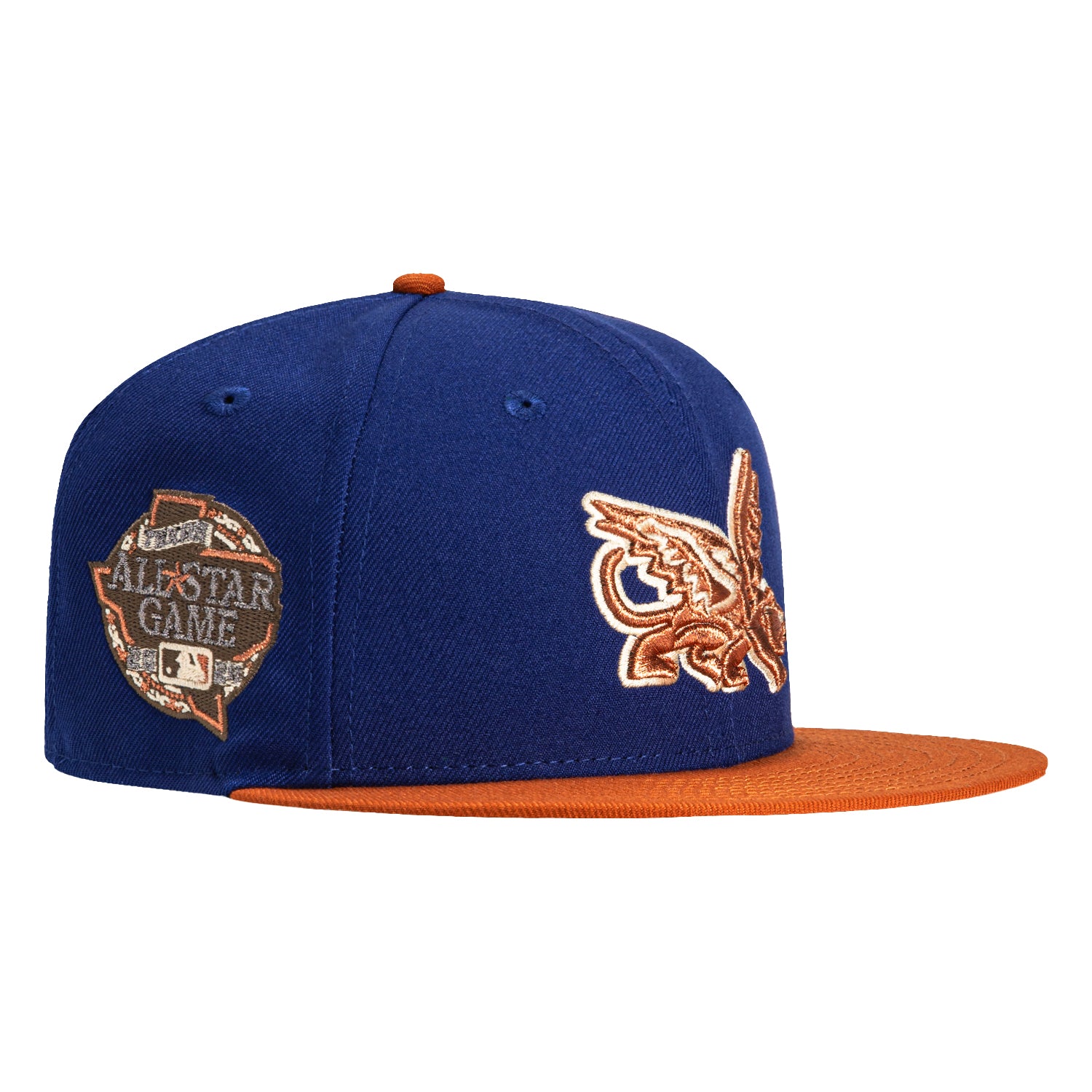 New Era 59Fifty Texas Rangers 2024 All Star Game Patch Peagle Hat - Royal, Burnt Orange, Metallic Copper - Official MLB Baseball Cap for Rangers Fans & Collectors - Perfect for Games, Tailgating & Everyday Wear