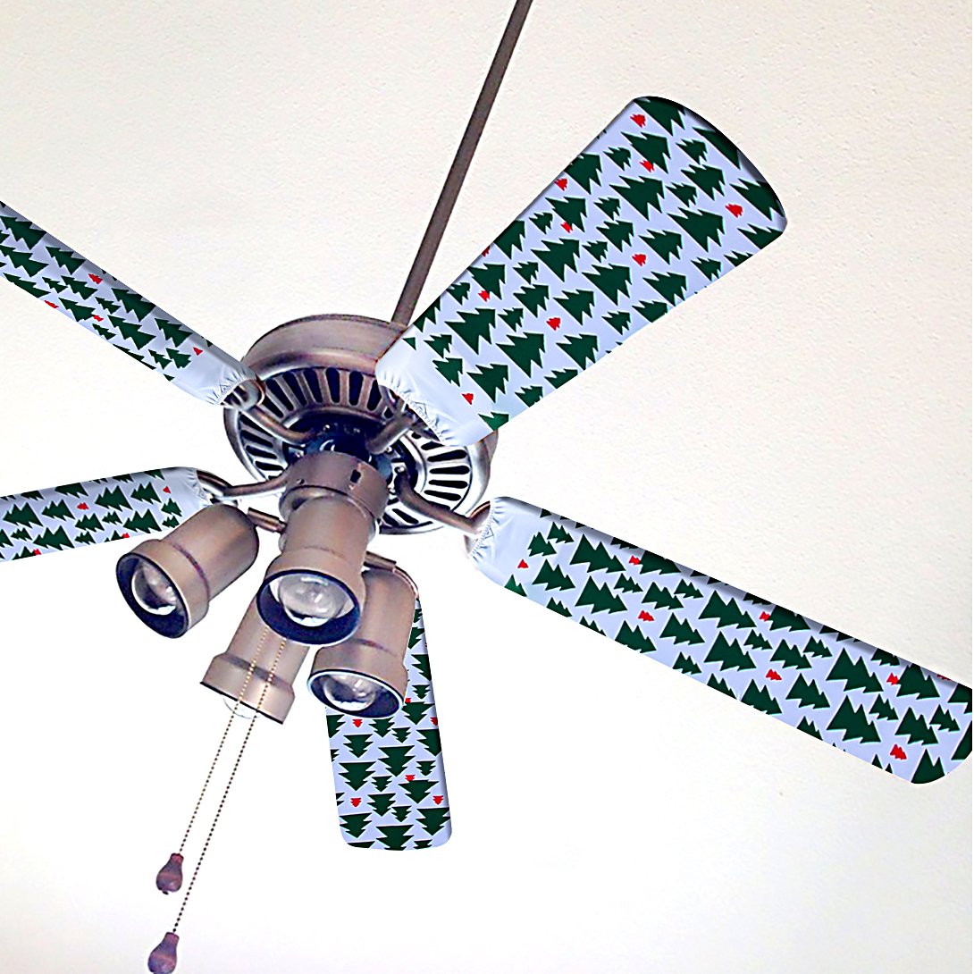Decorative Ceiling Fan Blade Covers - Christmas Tree Design for Home & Holiday Decor | Perfect for Living Room, Bedroom, and Seasonal Festive Atmosphere