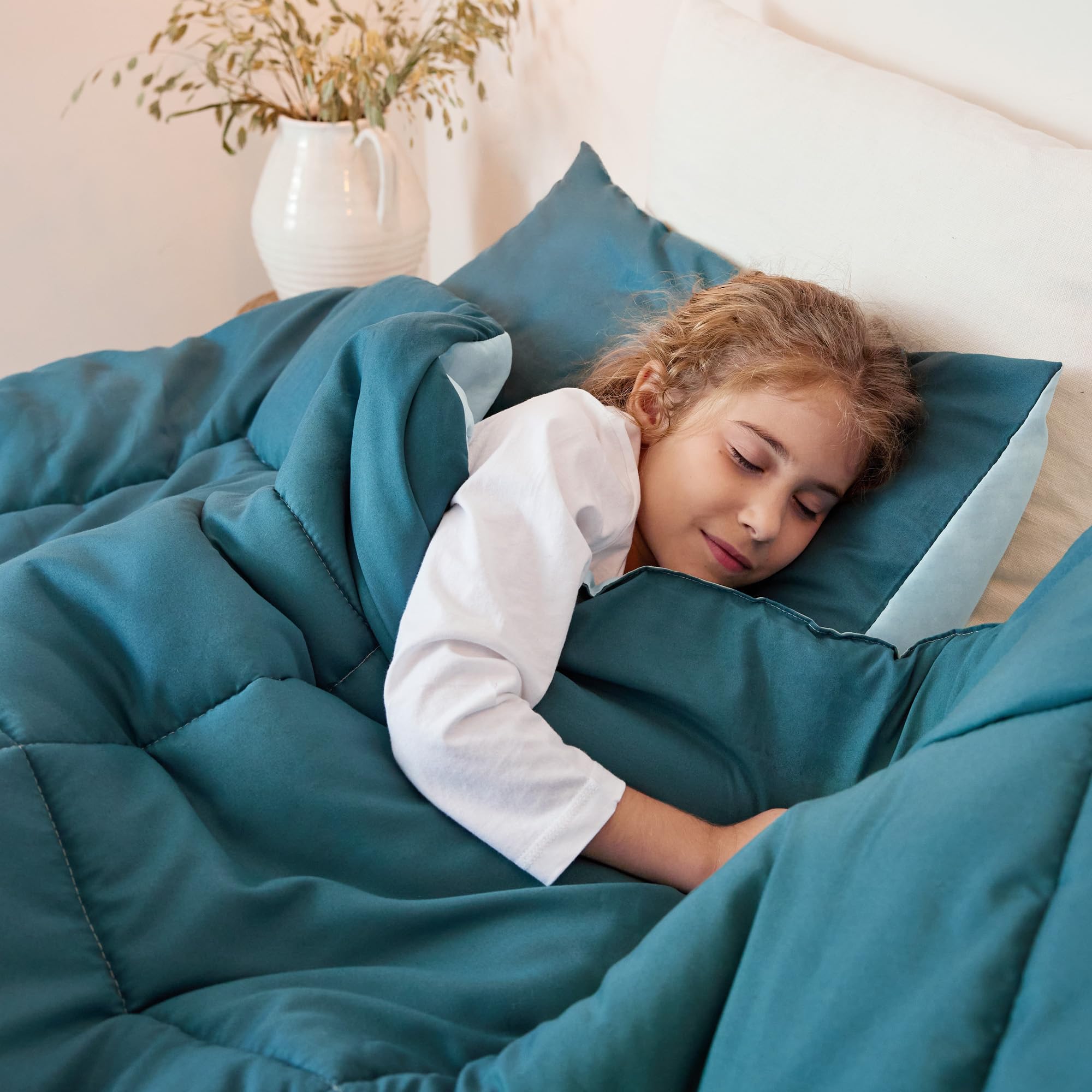 Lightweight Reversible 3-Piece Comforter Set - All Seasons Down Alternative Bedding with 2 Pillow Shams, King Size in Dusty Teal/Aqua Blue - Perfect for Master Bedroom, Guest Room & Dorm Decor