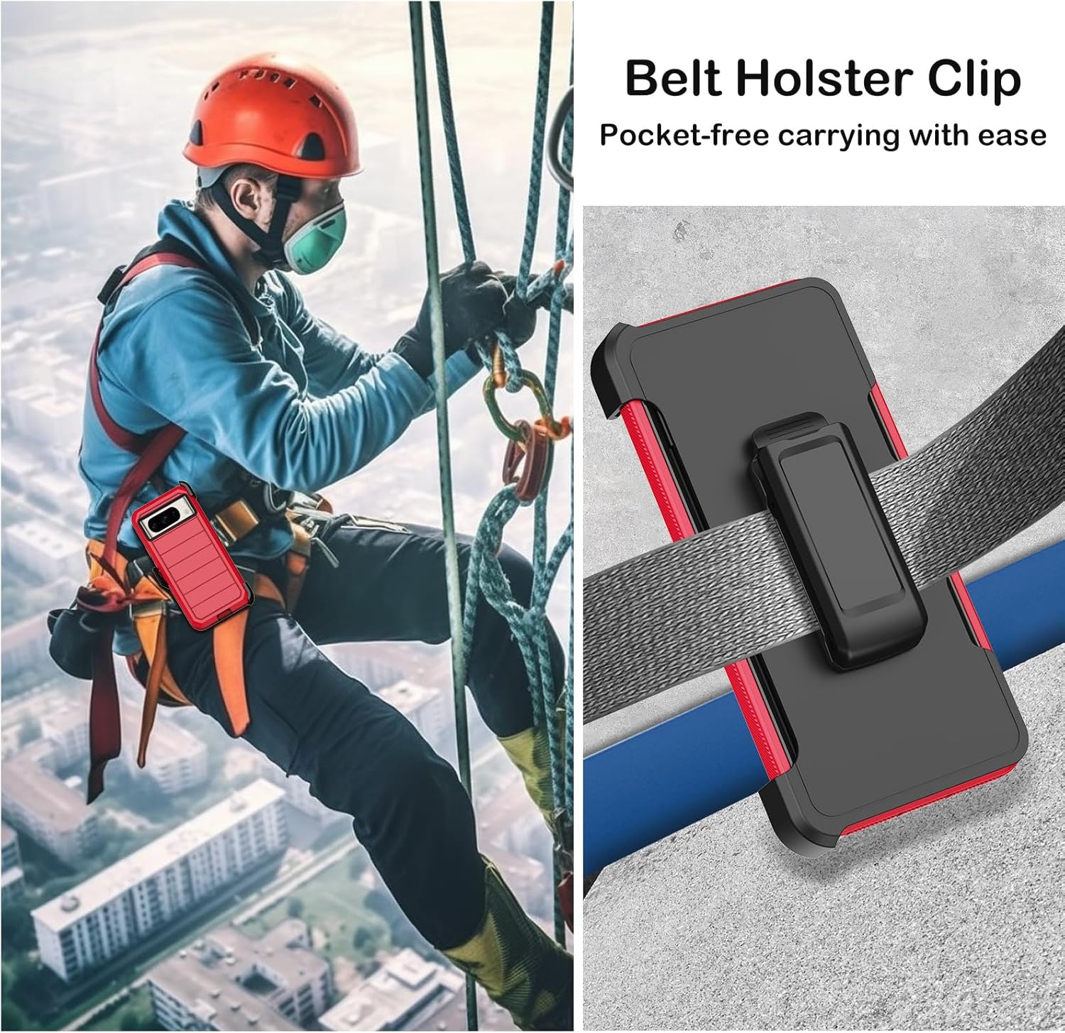 Google Pixel 9 Pro Case with Kickstand & Belt Clip Holster - Shockproof Protective Cover for Pixel 9 Pro (Black) - Perfect for Work, Travel & Outdoor Activities