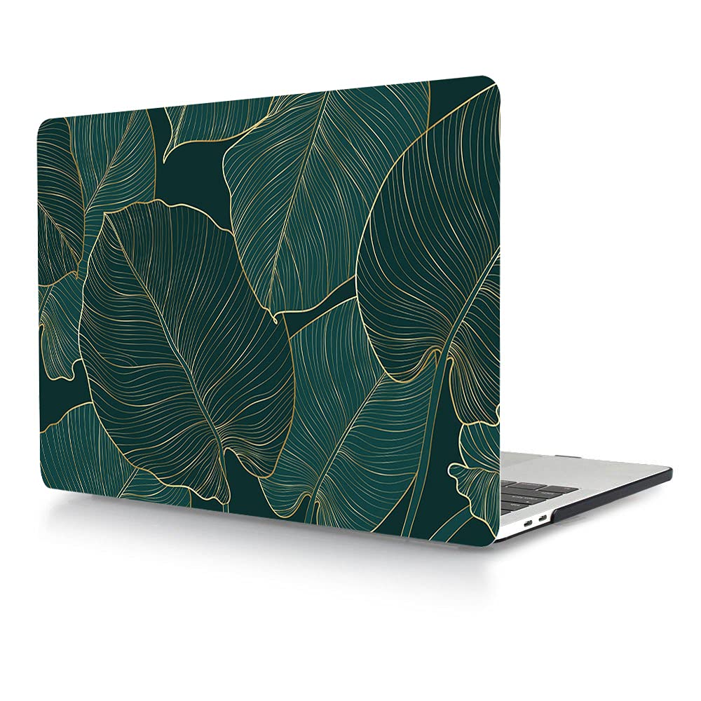 MacBook Pro 13 Inch Case (2012-2015 Models A1502 & A1425) - Green Leaf Print Hard Shell Protective Cover for Retina Display Laptops | Perfect for Work, Travel & School