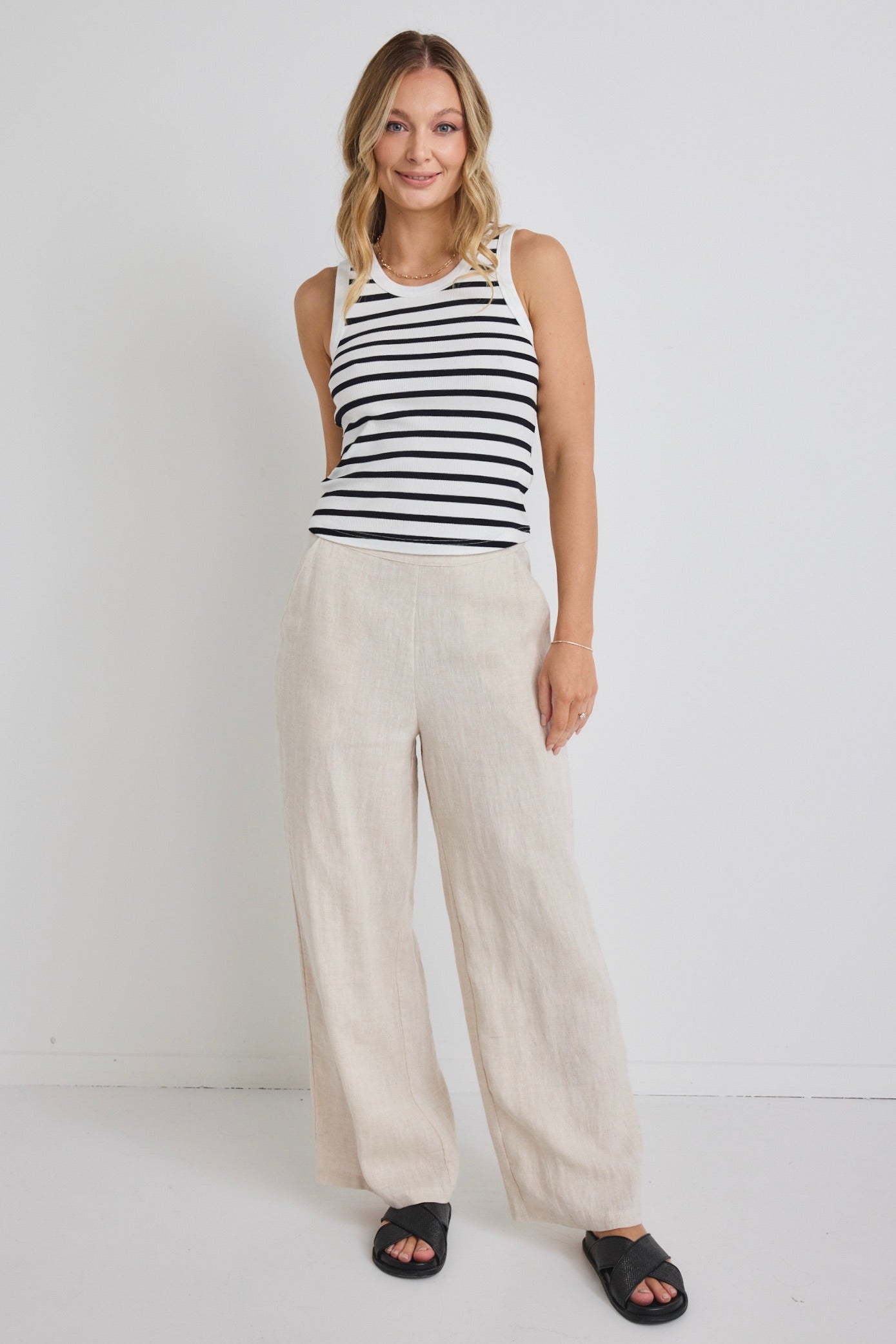 Freedom Natural Linen Zip Back Wide Leg Pants - Comfortable High Waisted Linen Trousers for Women | Perfect for Summer, Travel & Casual Wear
