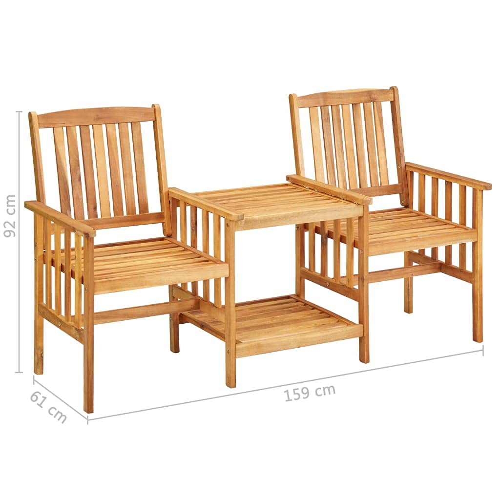 Festnight Acacia Wood Outdoor Bistro Set - 2 Garden Chairs with Tea Table, Weather-Resistant Patio Furniture for Poolside, Backyard, Balcony & Lawn Relaxation