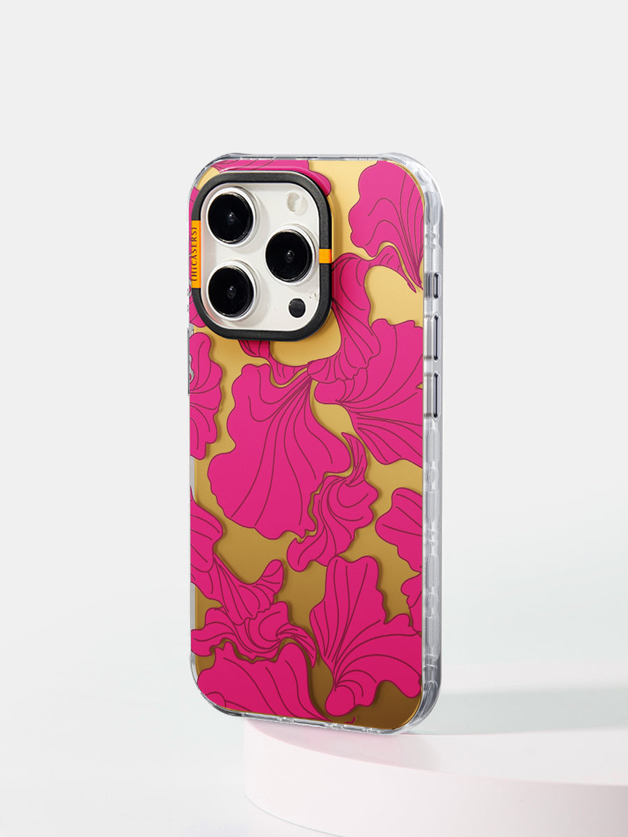 Golden Magenta Dancing Flower Phone Case - Trendy Protective Cover for iPhone & Samsung - Perfect for Parties, Gifts & Everyday Use