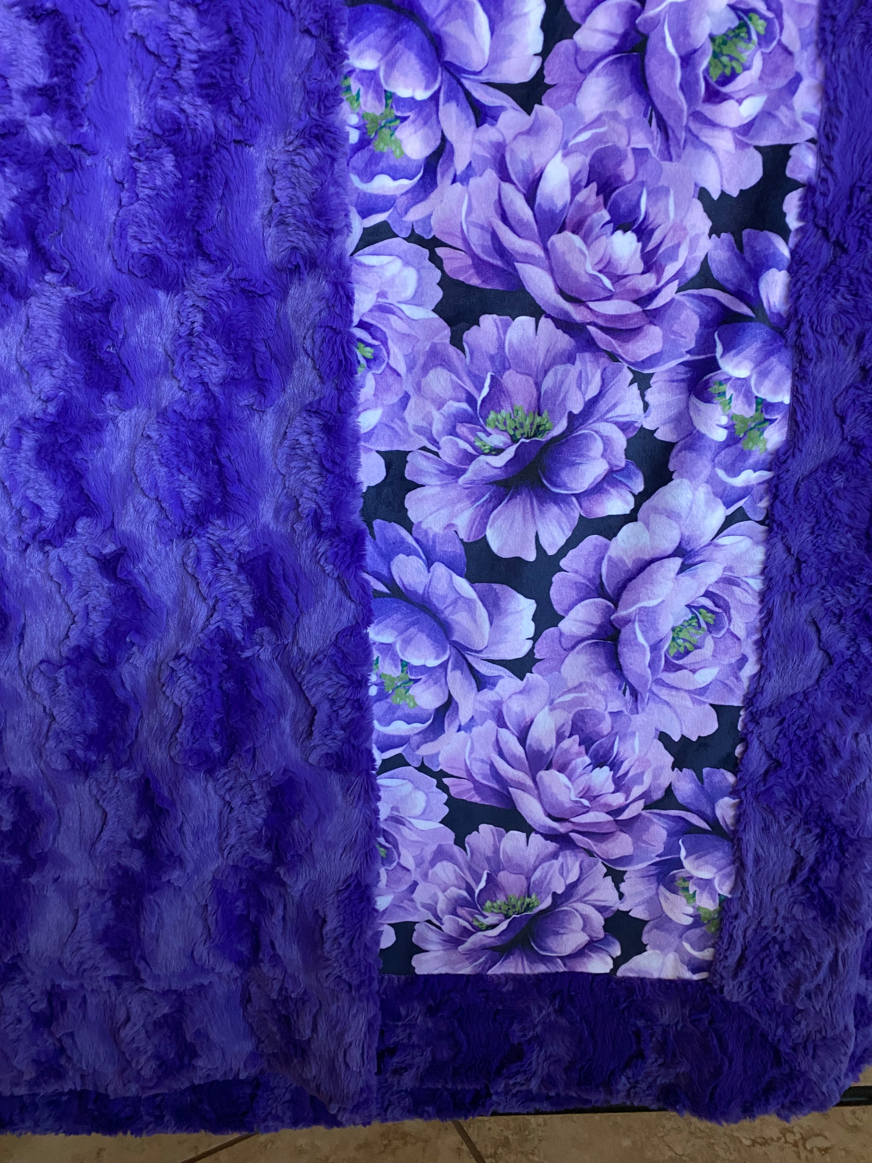 Petal Floral Viola Glacier Large Minky Blanket 53x66 - Ultra Soft Cozy Throw Blanket for Bed, Sofa & Nursery Decor