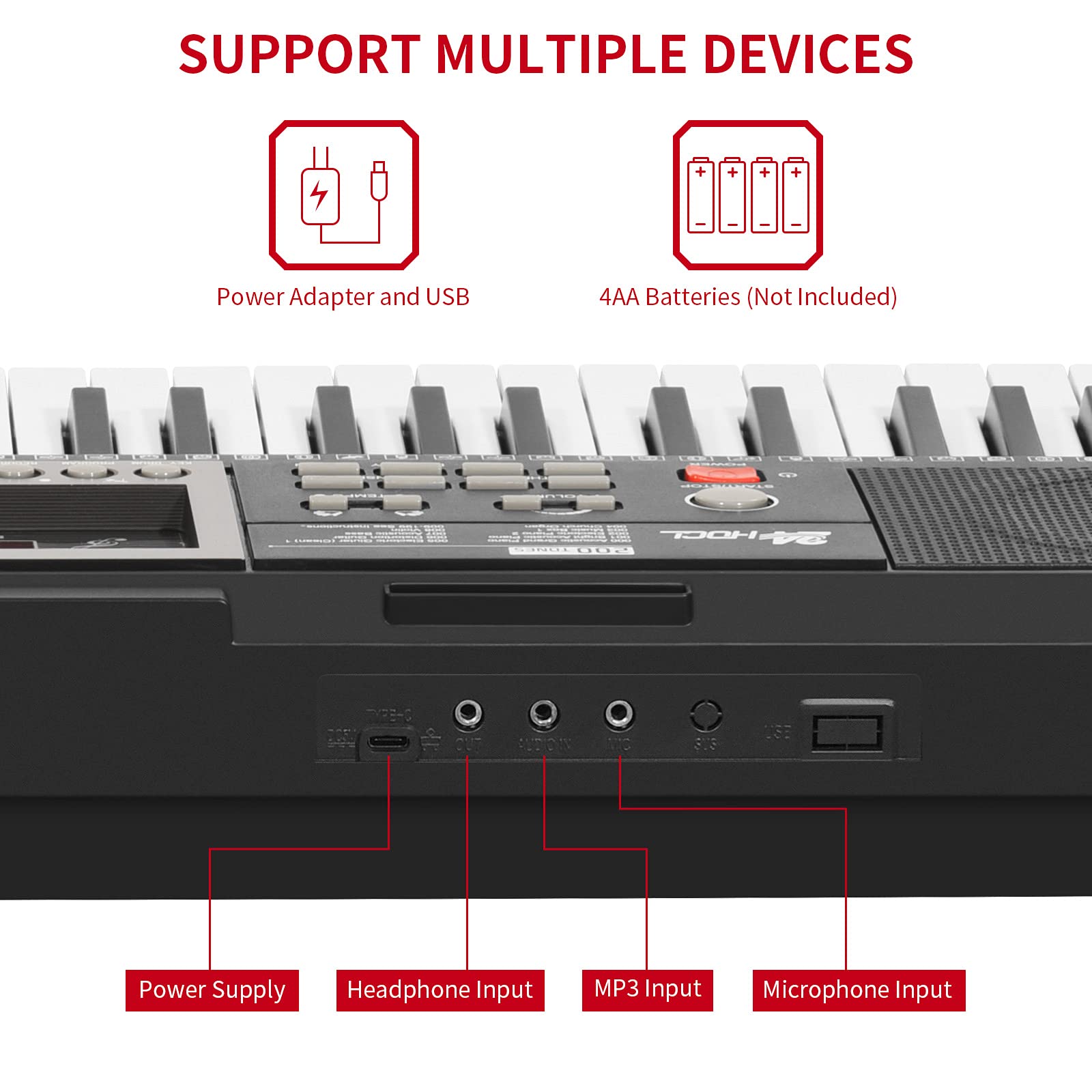 61-Key Electric Keyboard Piano for Beginners - Portable Digital Piano with Stand, Built-in Speakers, Microphone & Headphone Jack - Perfect for Home Practice, Music Lessons & Performances (Black)