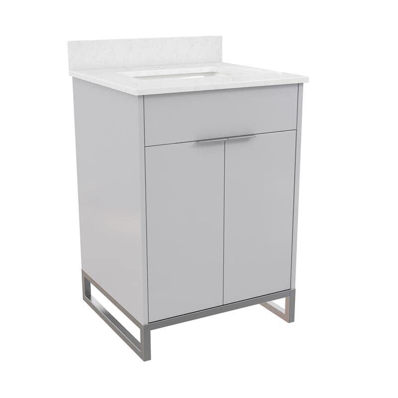 CosmoLiving by Cosmopolitan Leona 24-Inch Bathroom Vanity Set with Sink in Gray - Modern Space-Saving Vanity for Small Bathrooms & Powder Rooms