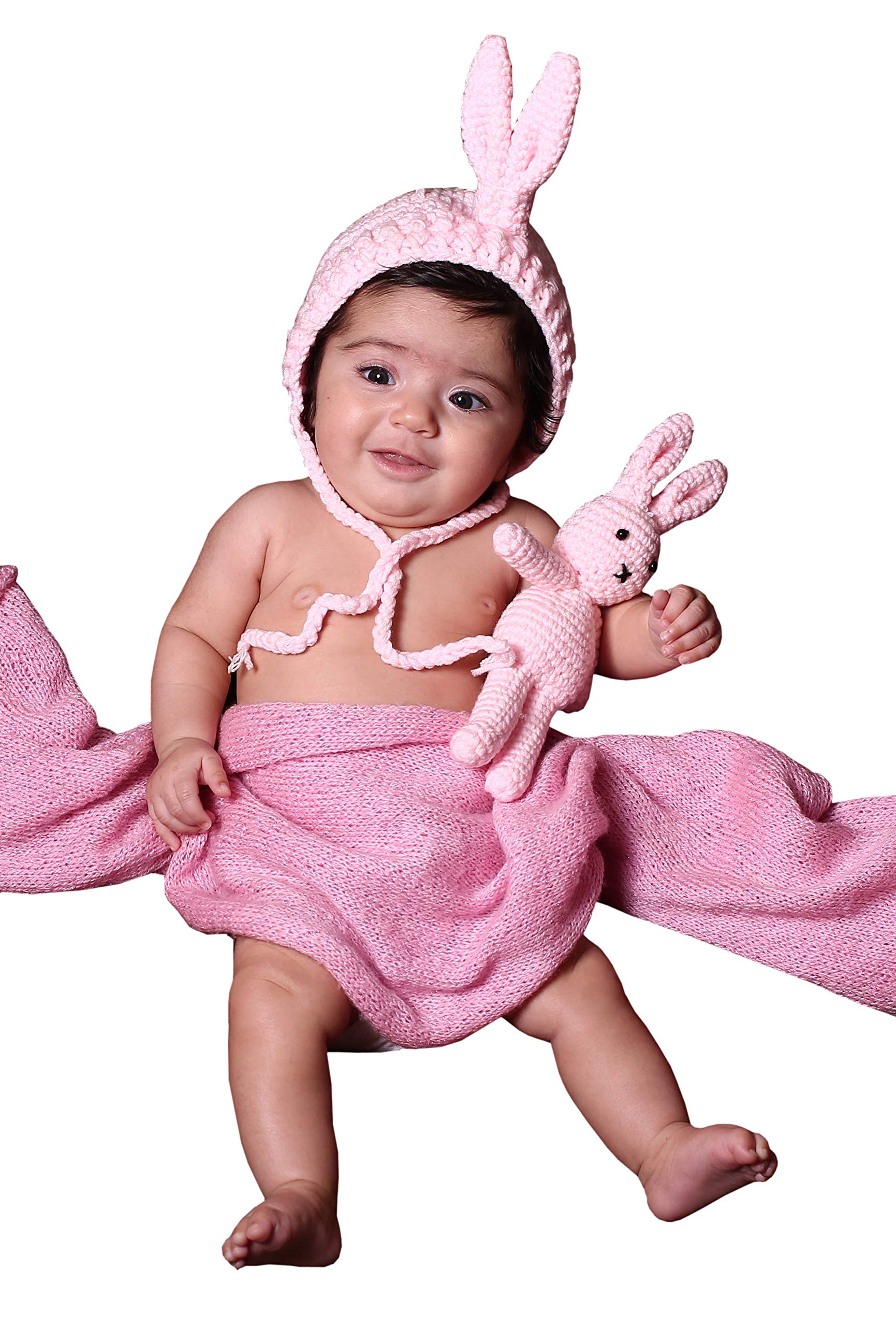 Adorable Newborn Baby Crochet Knit Bunny Costume Set - Photography Prop, Bunny Hat & Doll for Baby Shower, Easter, Newborn Photo Shoot - Perfect for 0-3 Months Infants