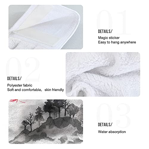 Japanese Autumn Hanging Kitchen Towels 2 Pack - Super Absorbent Fall Hand Towels, Soft Coral Velvet Dish Towels for Kitchen & Bathroom - Perfect as Washcloths, Dish Drying Towels, and Decorative Tie Towels for Seasonal Home Decor
