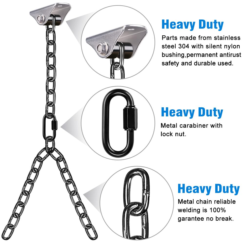 Heavy Duty Porch Swing Chain Kit with Silent Hangers - 1000LB Capacity Rustproof Hammock Chair Hardware for Indoor/Outdoor Use - Perfect for Hanging Chairs, Punching Bags, Tree Swings & Backyard Relaxation - Easy Installation 81