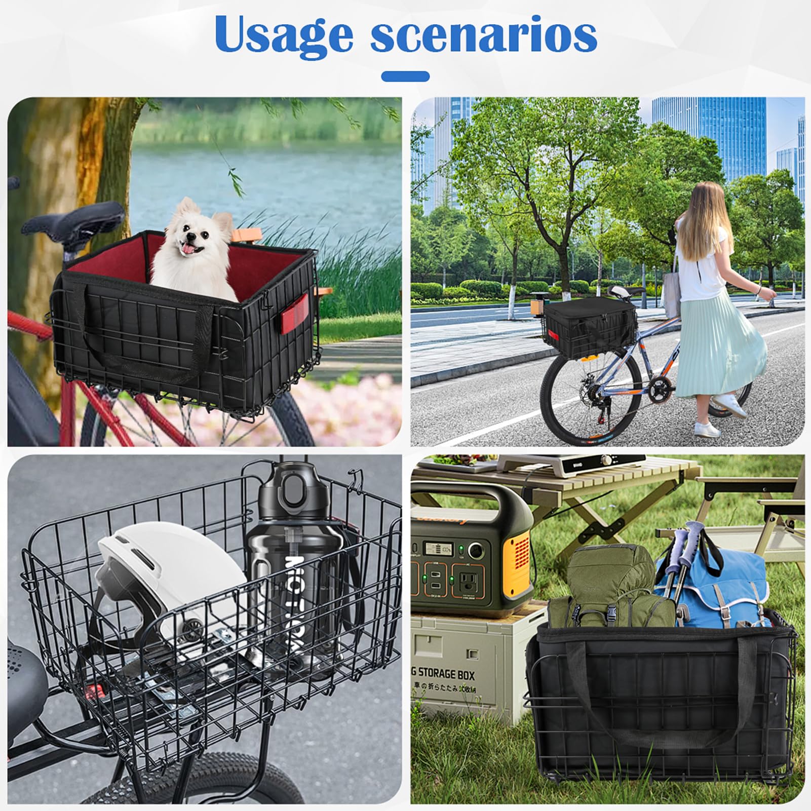Foldable Rear Bike Basket with Removable Waterproof Liner - Quick Release Cargo Rack for Bicycles - Perfect for Carrying Pets, Groceries & Essentials - Ideal for Commuting, Shopping & Outdoor Adventures