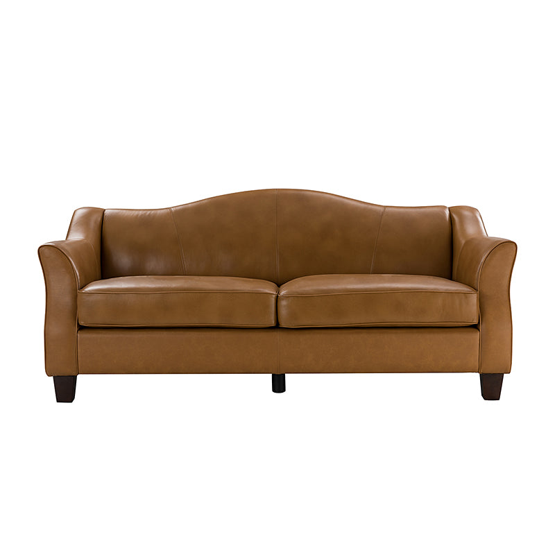 Hugo Traditional Style Curved Genuine Leather Sofa - Elegant Living Room Furniture for Home, Office & Lounge Decor