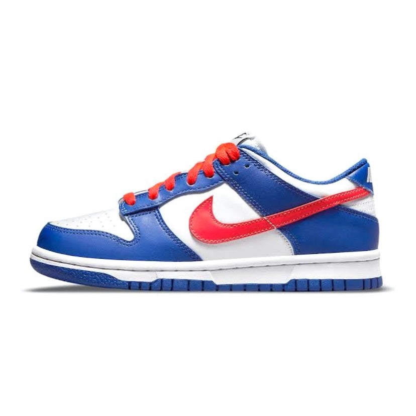 Nike Dunk Low GS Sneakers - White, Royal Blue & Bright Crimson - Stylish & Comfortable for School, Sports & Casual Wear