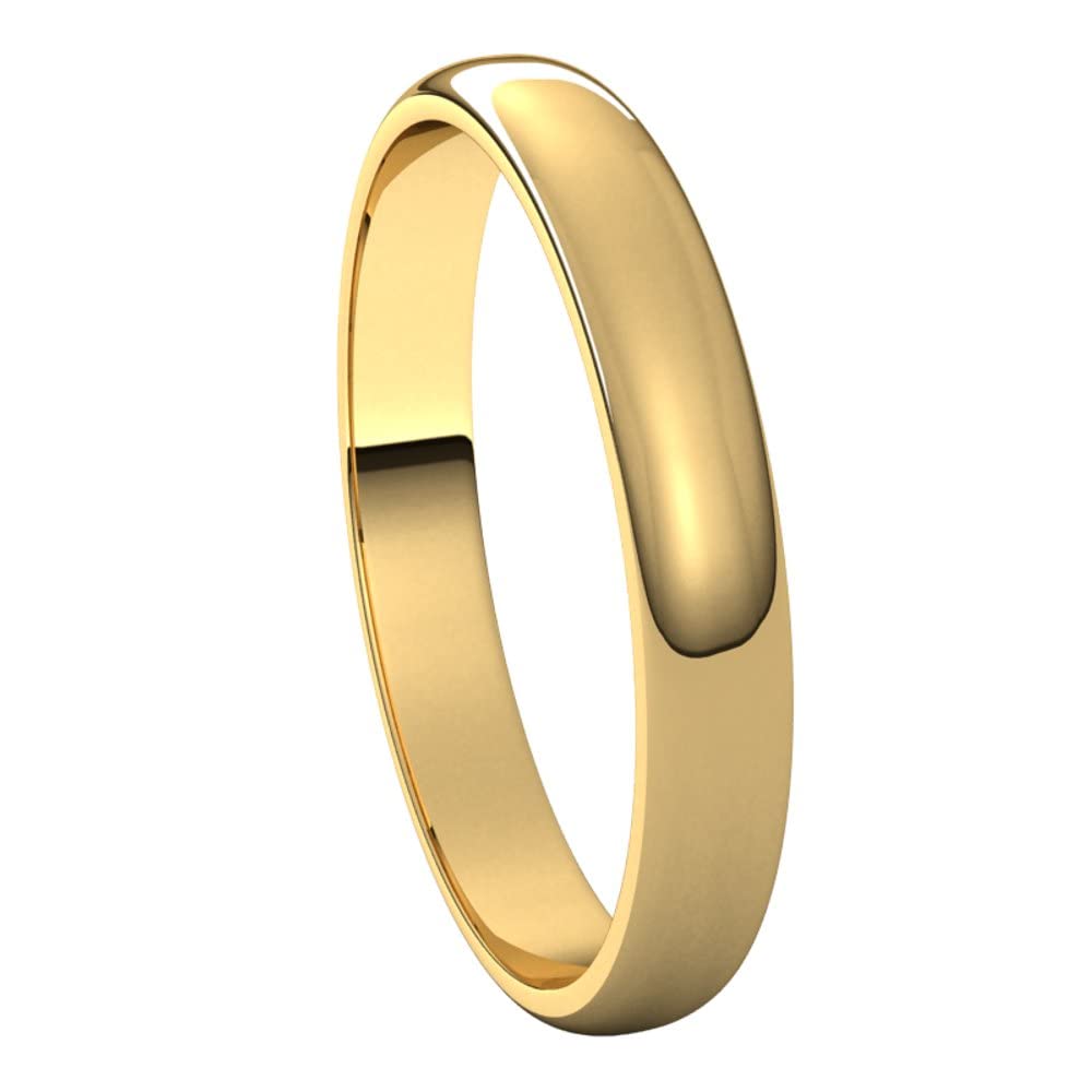 10K Gold 3mm Light Half Round Wedding Band Ring for Women - Dainty Bridal Jewelry, Anniversary Gift for Her - Perfect for Everyday Wear, Engagement Stacking & Special Occasions