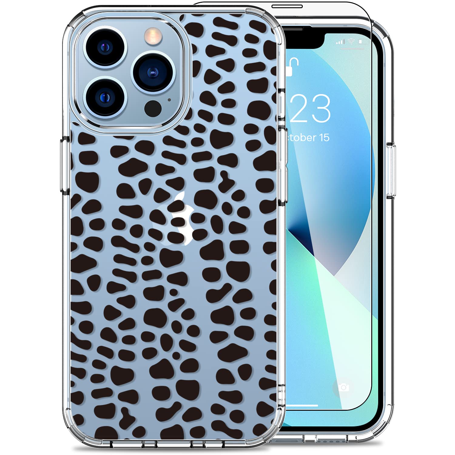 LUHOURI Crystal Clear iPhone 13 Pro Max Case with Screen Protector - 6.7