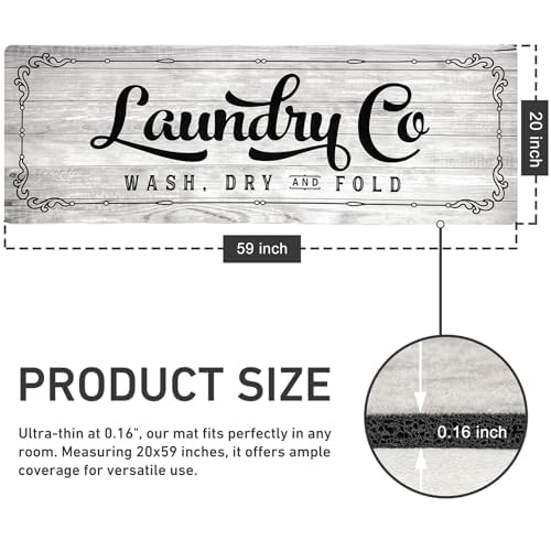 KOZYFLY Non-Slip Washable Laundry Room Rug Runner 20