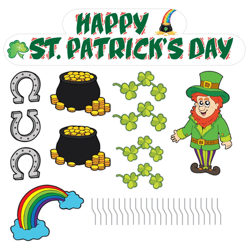VictoryStore St. Patrick's Day Lawn Decorations - 12-Piece Yard Decor Set with Stakes for Outdoor Party & Garden Decor | Perfect for St. Patrick's Day Celebrations, Irish Themed Parties & Spring Home Decor