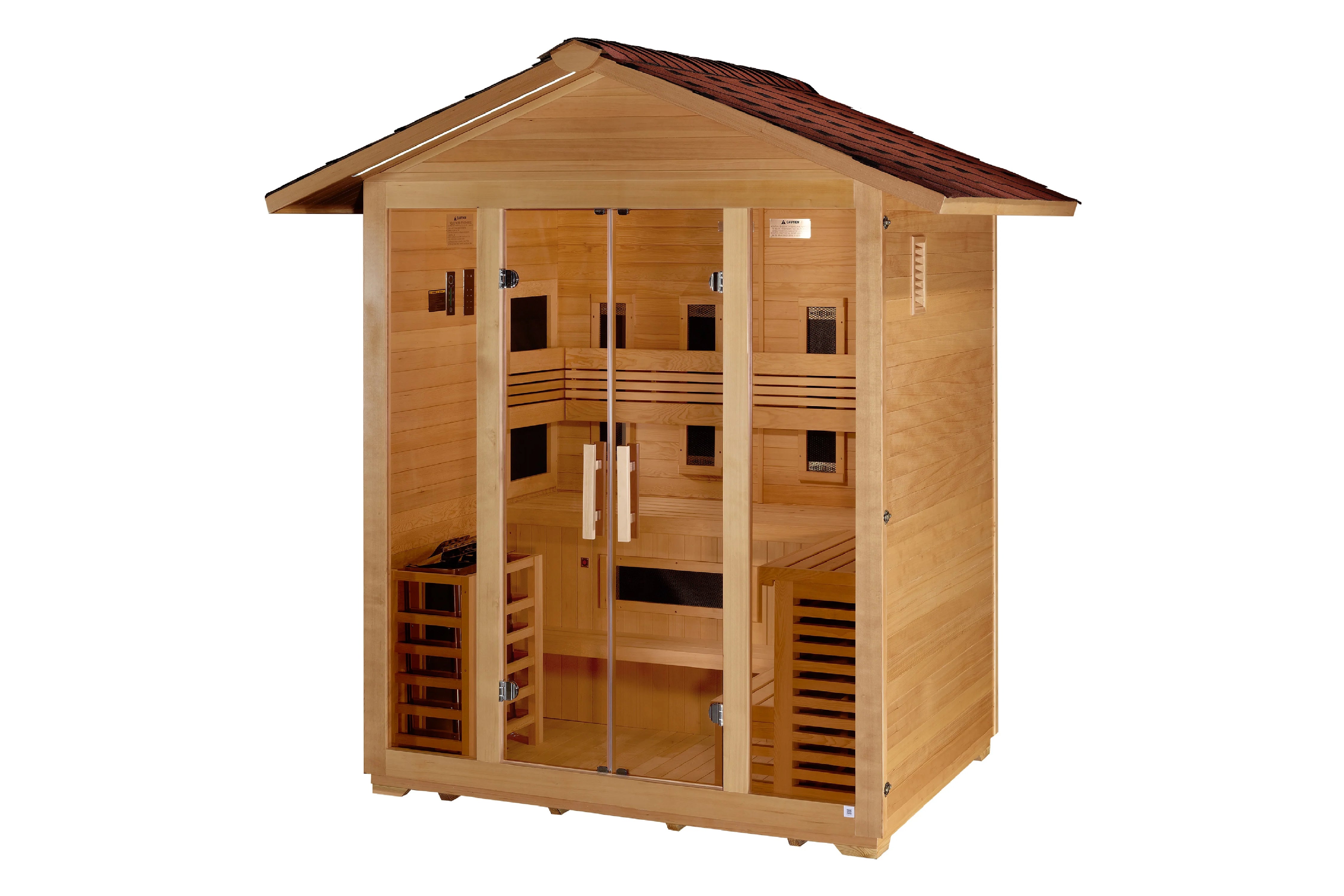 Golden Designs Gargellen 5-Person Full Spectrum Hybrid Outdoor Sauna - Infrared & Traditional Steam Sauna for Home Backyard Relaxation & Detox