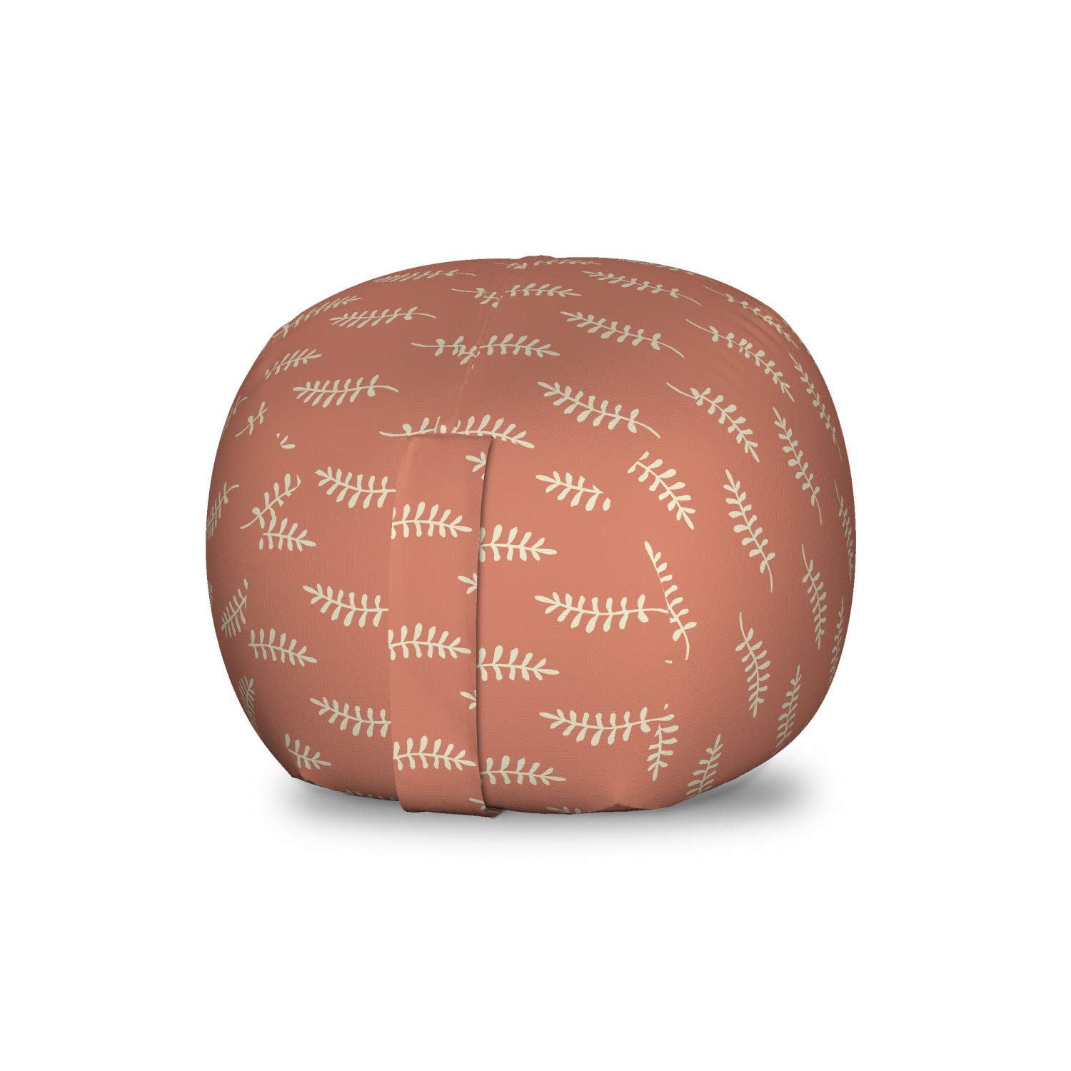 Ambesonne Washable Toy Storage Bag Chair - Pastel Leafy Branch Monochrome Pattern, Small Size in Pale Rust Grey Yellow | Stuffed Animal Organizer for Kids' Room, Nursery, Playroom & Bedroom Decor