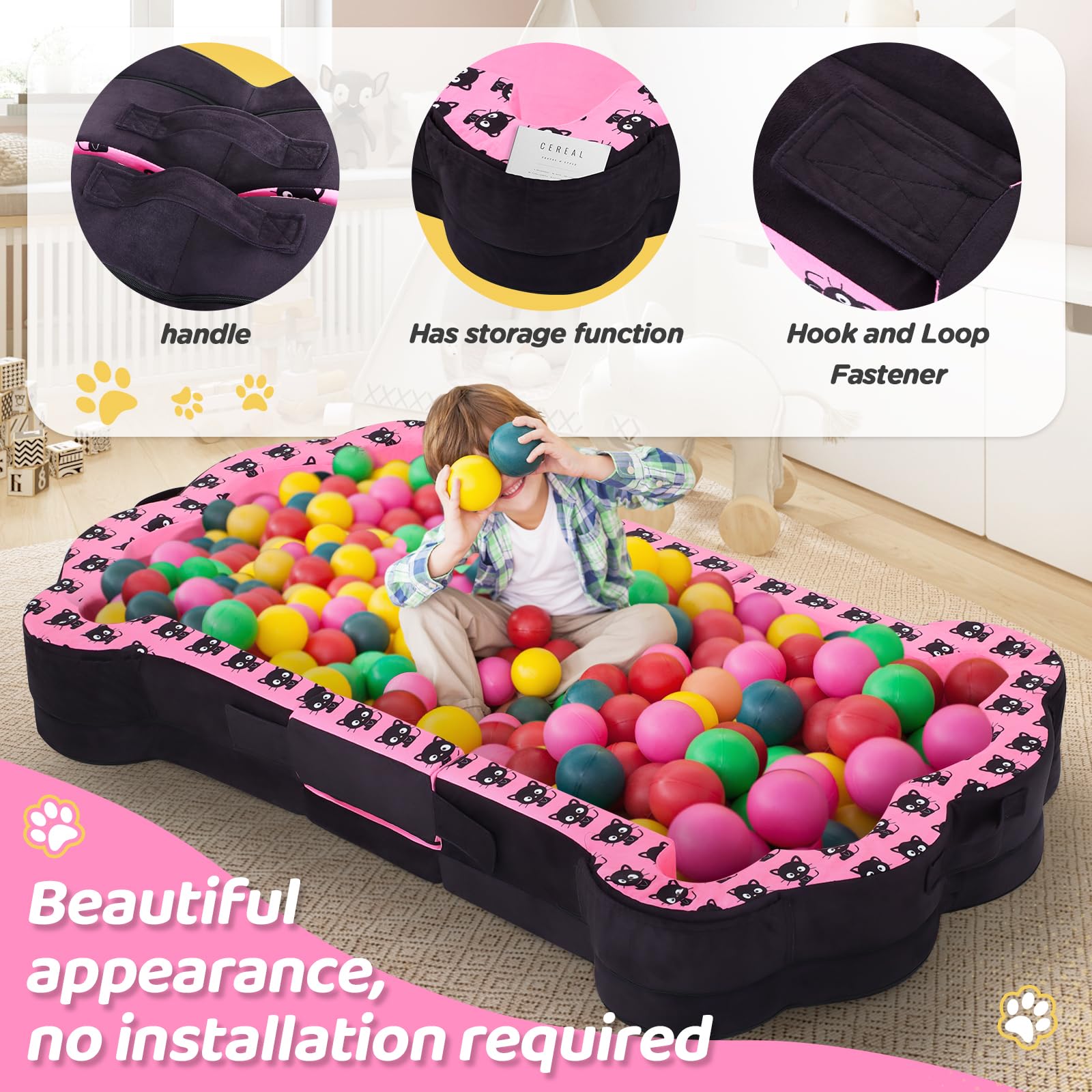 Portable Toddler Floor Bed - Foldable Travel Bed for Kids 1-3 Years Old | Soft, Safe & Washable Baby Cot | Perfect for Home, Travel & Daycare Use