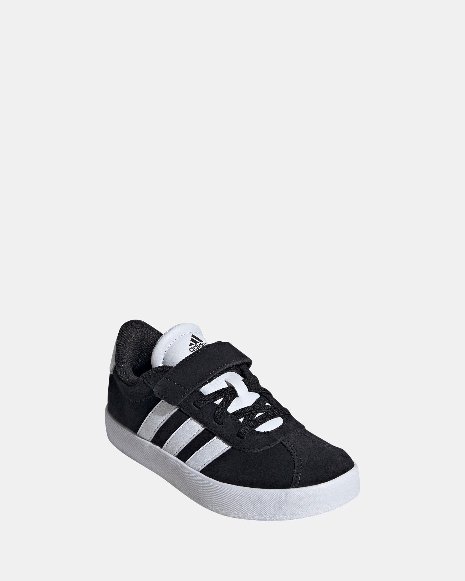 VL Court 3.0 Self-Fastening Preschool Shoes - Black/White - Comfortable & Lightweight Sneakers for Kids' Daily Play & School Activities