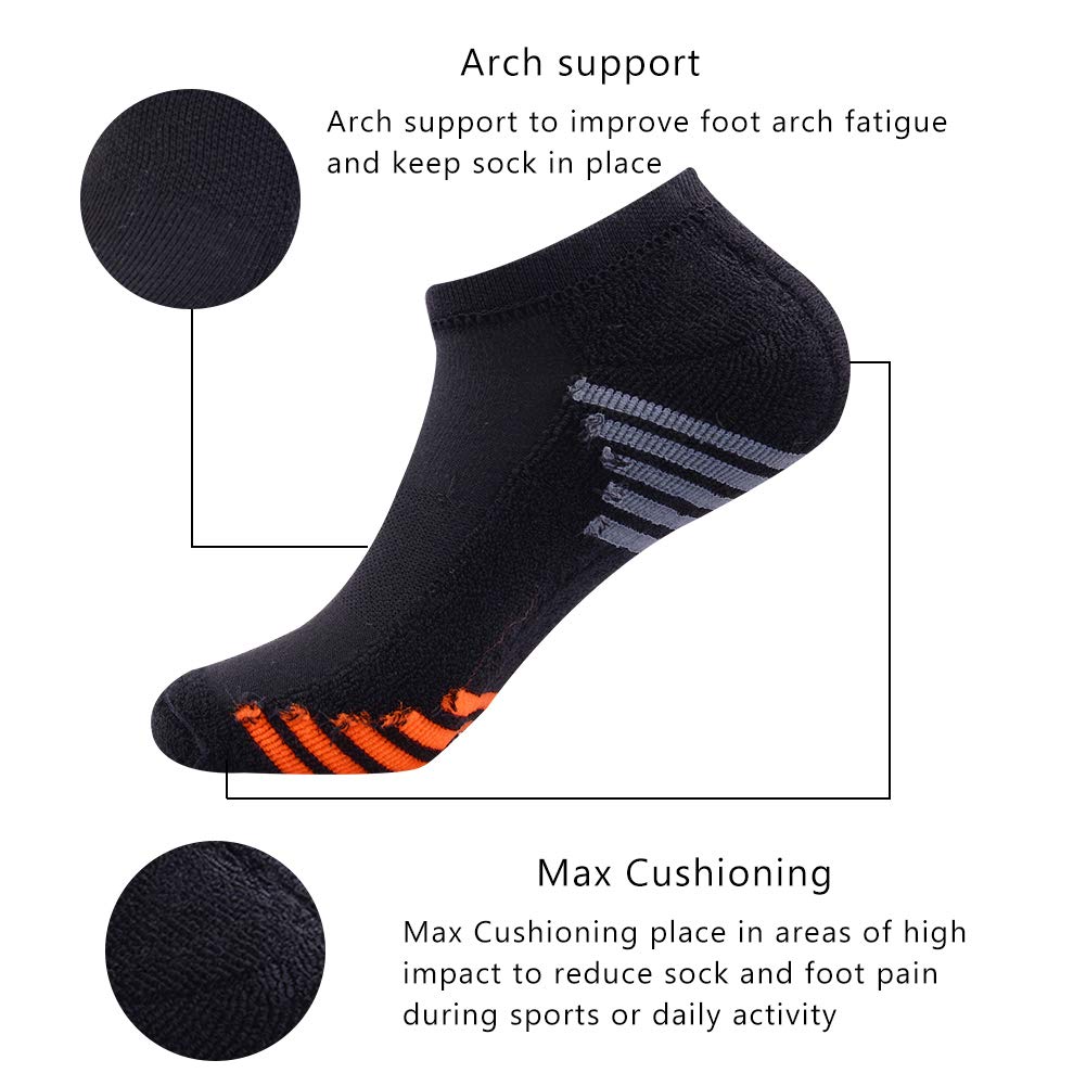 Men's Low Cut Athletic Socks 6-Pack - Cushioned Running & Sports Ankle Socks for Men (Size 10-13) - Perfect for Jogging, Gym Workouts & Daily Comfort