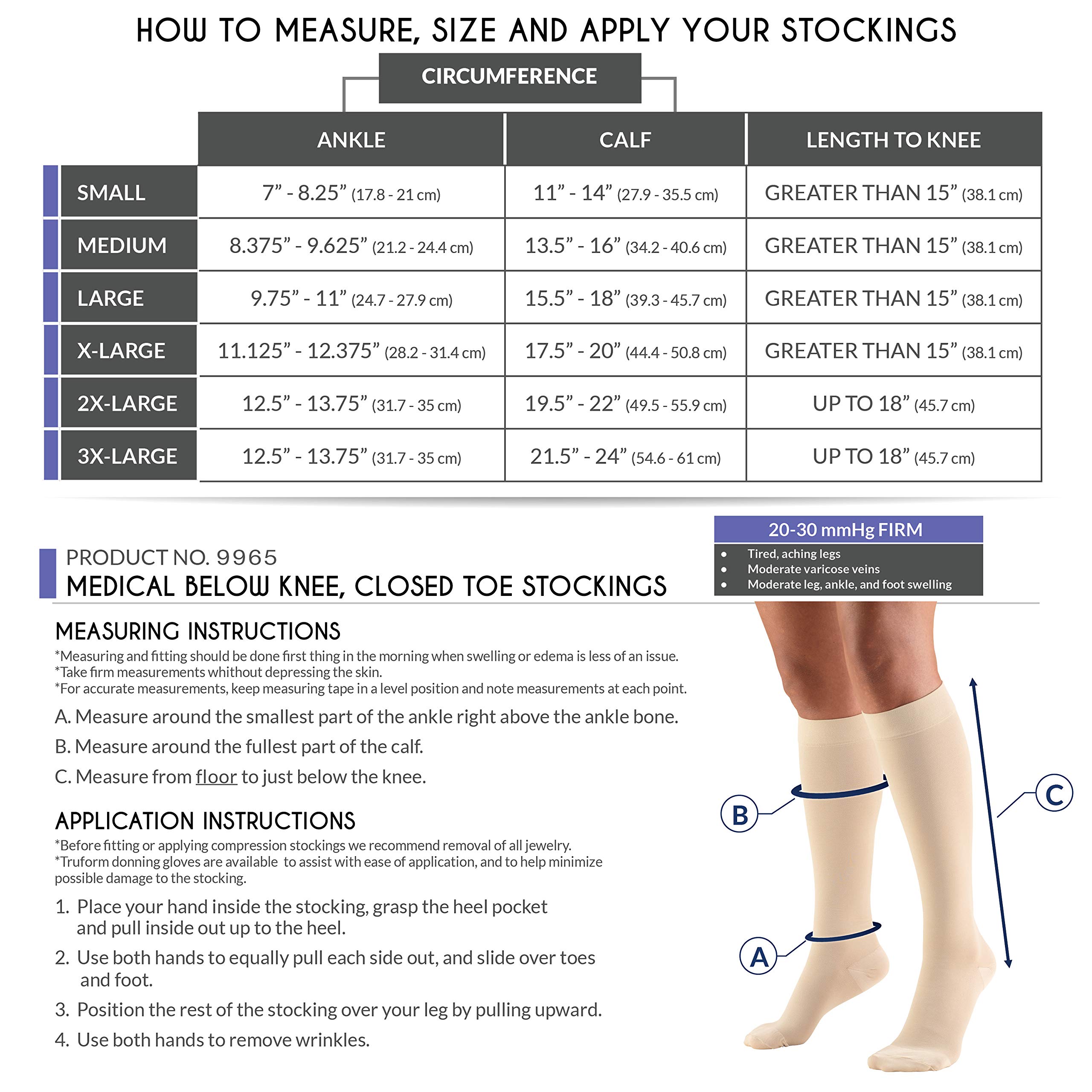Truform 20-30 mmHg Compression Socks for Men & Women - Knee High Support Stockings with Closed Toe - Medium Size Black Microfiber - Ideal for Travel, Work & Varicose Vein Relief