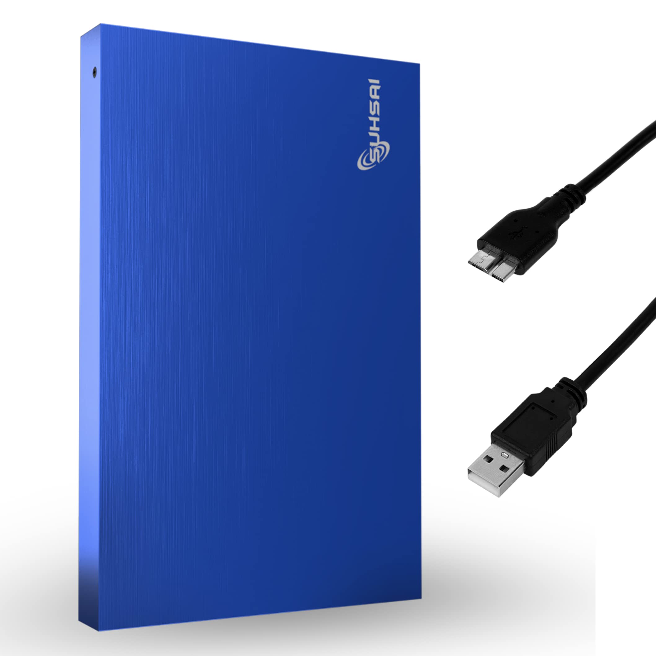 Suhsai 320GB Portable External Hard Drive - USB 3.0 HDD, 2.5 Inch Compact Data Storage for PC, Mac, Laptop, PS4, PS3 | Fast Backup & Gaming | Travel-Friendly Design (Blue)