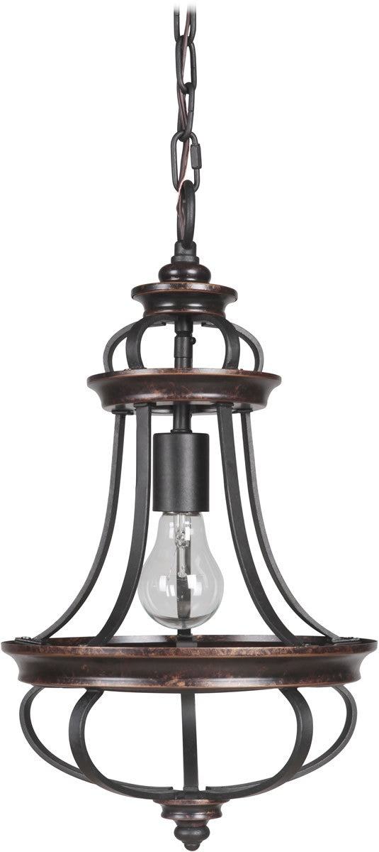 10W Stafford 1-Light Pendant Light in Aged Bronze/Textured Black - Perfect for Kitchen Island, Dining Room, or Entryway Lighting