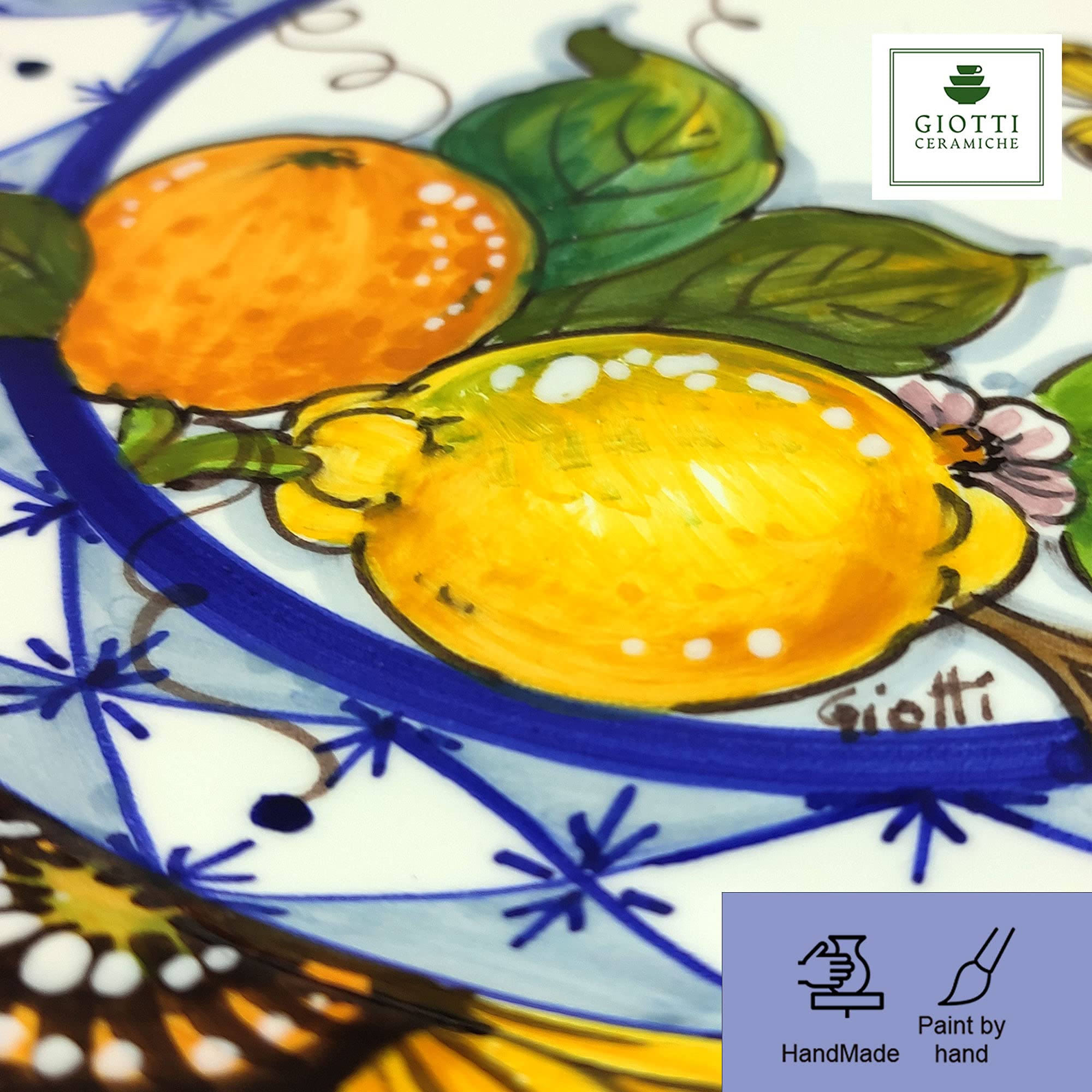 Italian Ceramic Dinnerware Set for 4 - Hand Painted Tuscan Kitchen Dishes - Authentic Italian Pottery Plates & Bowls - Sunflower Lemon Design Home Decor - Perfect for Family Dinners & Entertaining Guests