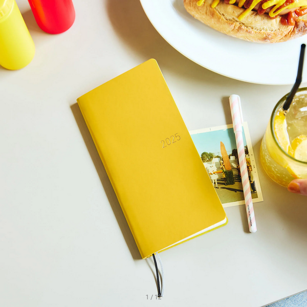 Hobonichi Techo 2025 Planner - Mustard Weeks Softcover Book, Weekly Horizontal Layout, January Start, Monday Start (English Edition) | Perfect for Journaling, Work Planning & Daily Organization