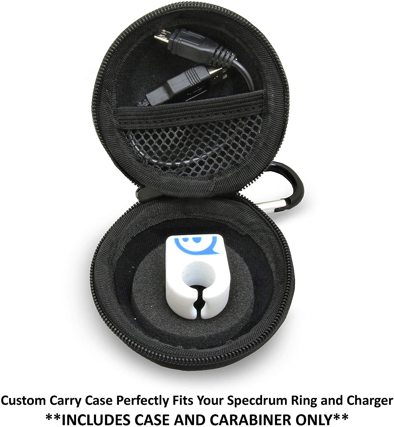 CASEMATIX Blue Protective Carry Case for Sphero Specdrum Music Rings - Compatible with App-Enabled Color Rings & USB Charging Cable (Case Only) - Perfect for Travel, Storage & Music Creation