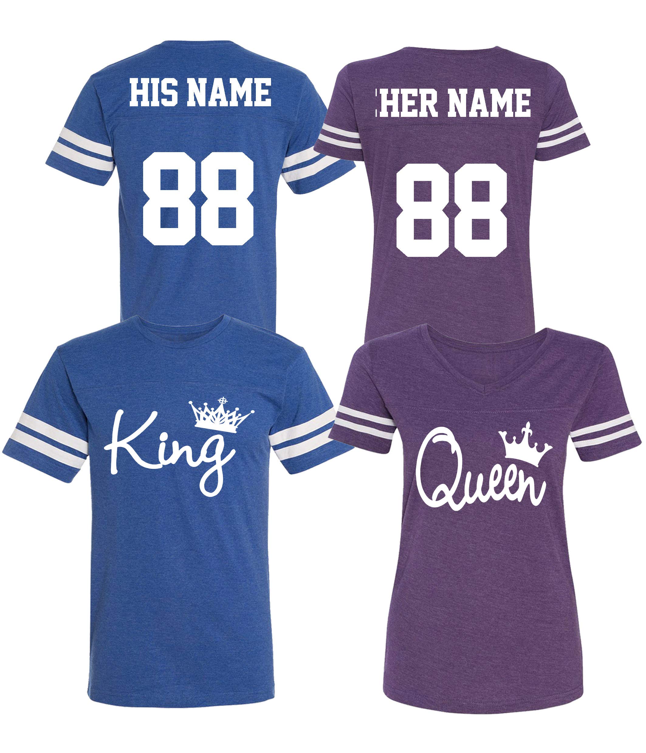 Custom Personalized Cotton Couple Jerseys - His & Her Matching Jersey Shirts for Valentine's Day, Anniversary Gifts & Game Day Outfits | Soft Breathable Fabric for Sports Events, Date Nights & Couple Photos