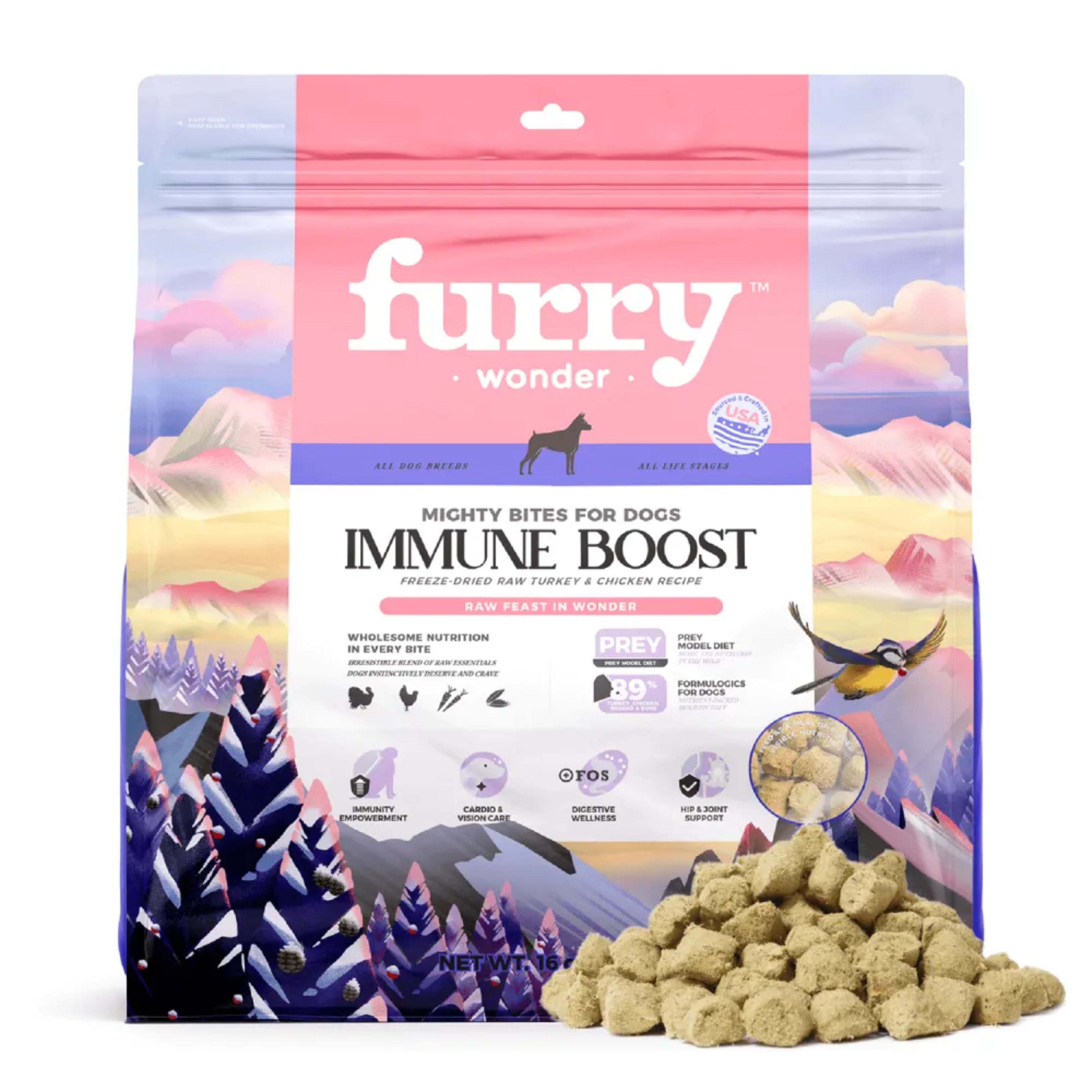 Premium Freeze-Dried Raw Dog Food - Furry Wonder Immune Boost Recipe for Small & Large Dogs - Supports Digestion & Skin Health - Perfect for Active Pets & Training Treats