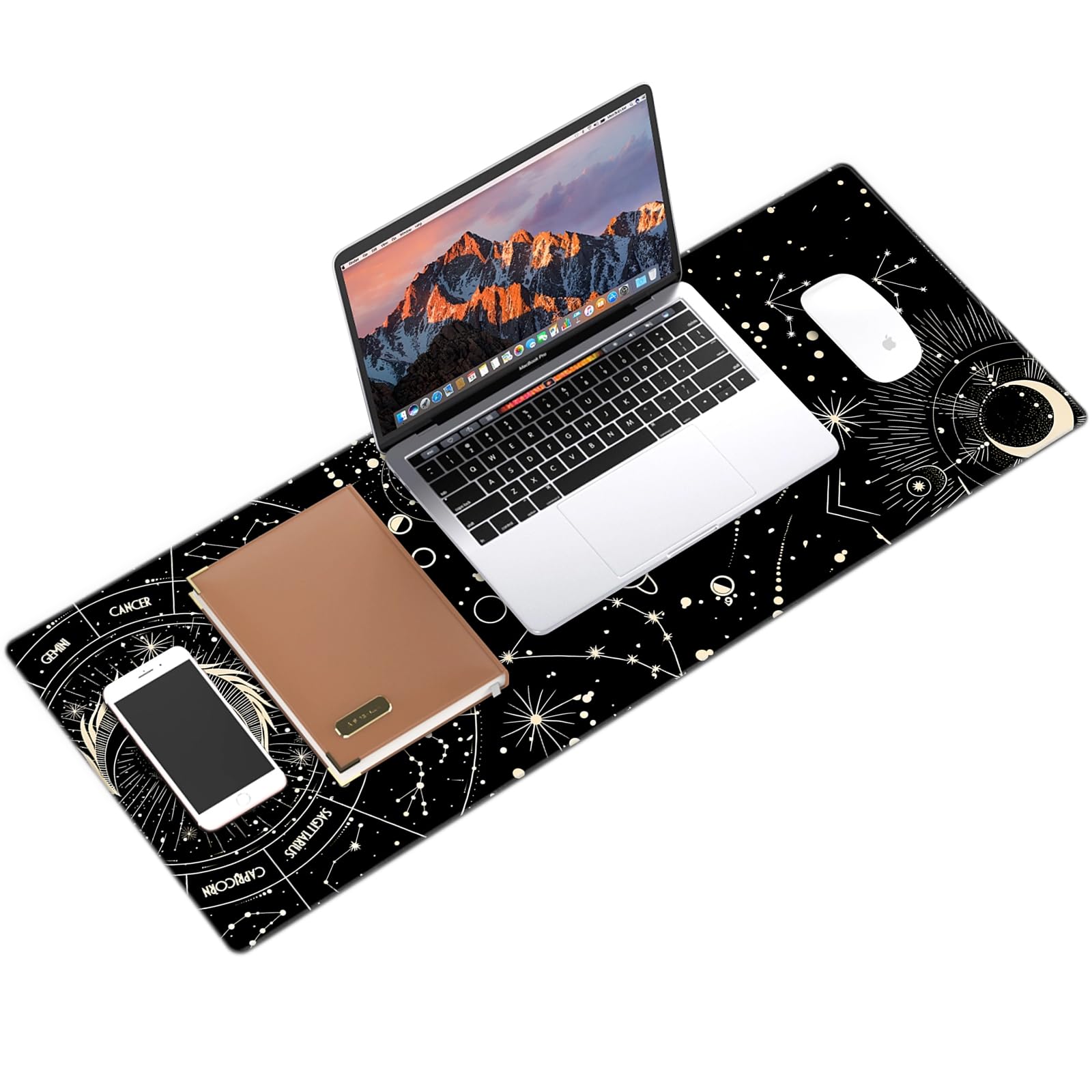 Galdas XXL Gaming Mouse Pad - Non-Slip Rubber Base, Stitched Edges - 31.5x11.8 Inches Large Extended Mousepad for PC, Laptop, Office & Home Use - Perfect for Gaming, Work & Study (Black Moon)