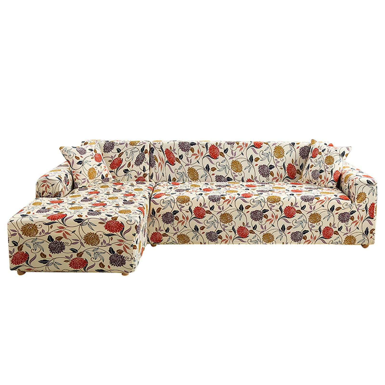 L-Shaped Sectional Sofa Cover 2-Piece Set - Stretchable Spandex Elastic Couch Protector for Pets (Fits B-2+2 Seater) - Perfect for Living Room, Family Room & Pet-Friendly Homes