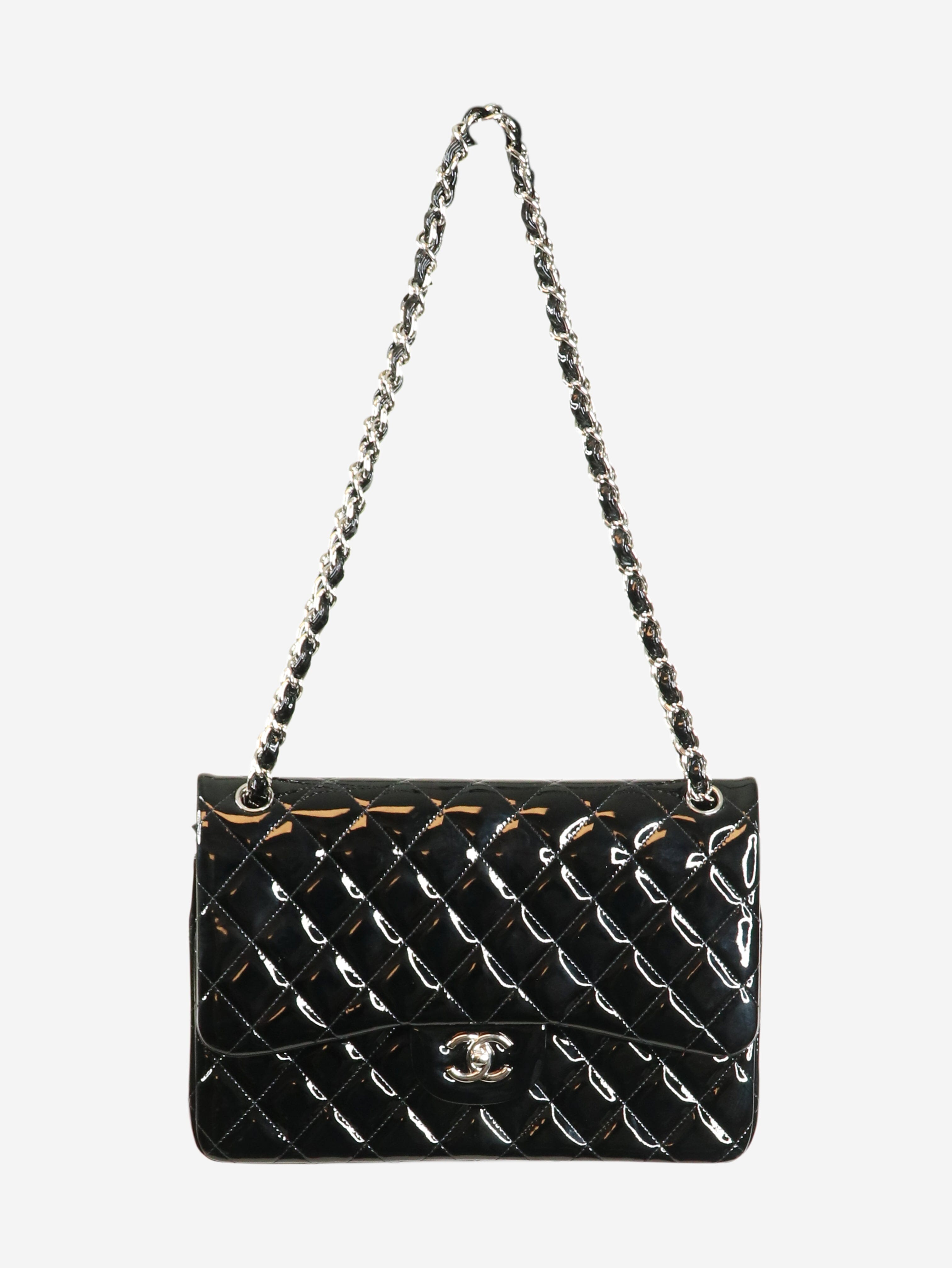 Chanel Black Jumbo Patent Leather Classic Double Flap Bag 2013 - Luxury Designer Handbag for Women, Perfect for Work, Evening Events & Special Occasions
