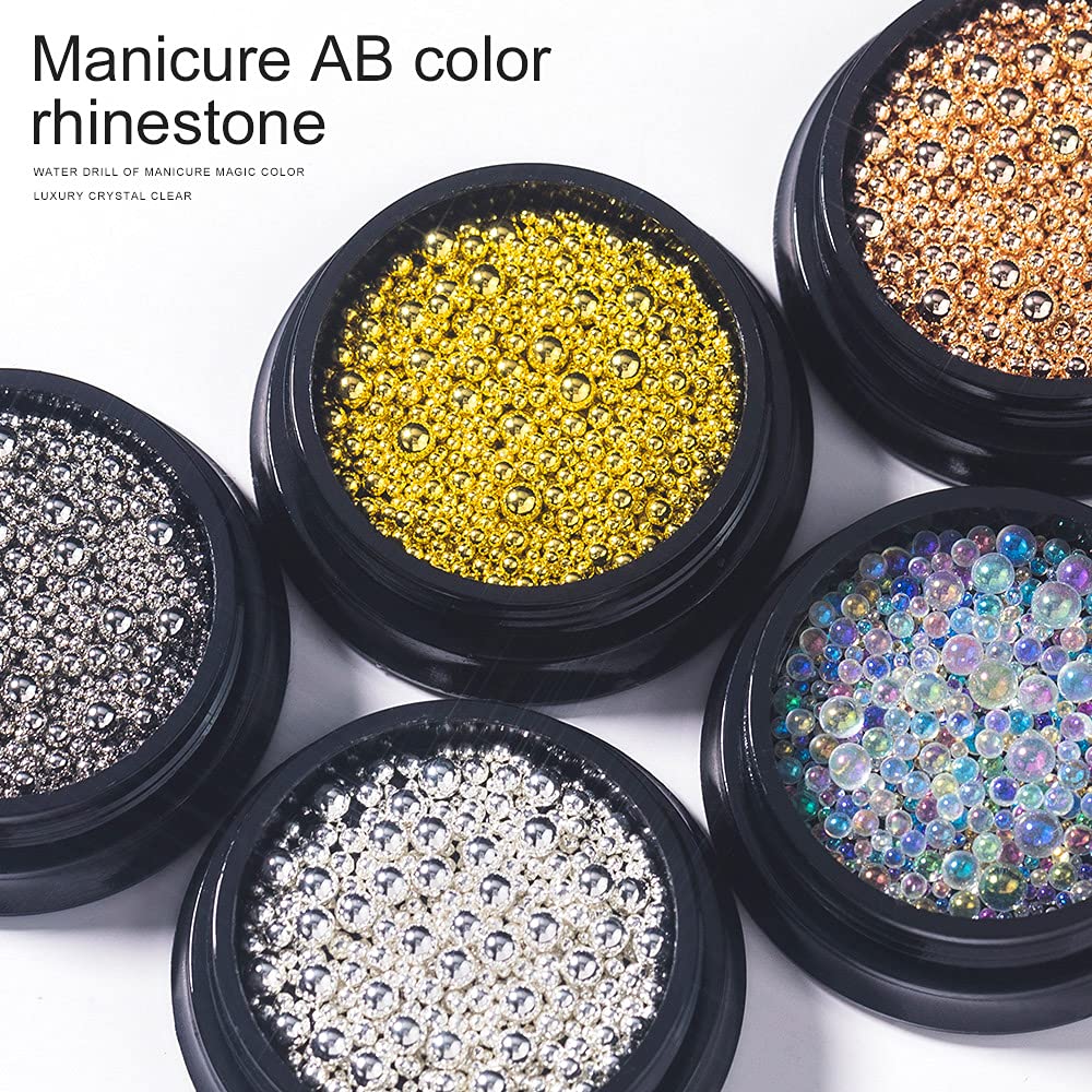 6 Boxes Nail Art Beads Kit - Gold Silver Rose Gold Metal Balls & Steel Caviar Beads for DIY Nail Design, Manicure, Crafts & Home Decoration | Perfect for Professional Salons, Bridal Nails & Gift Making