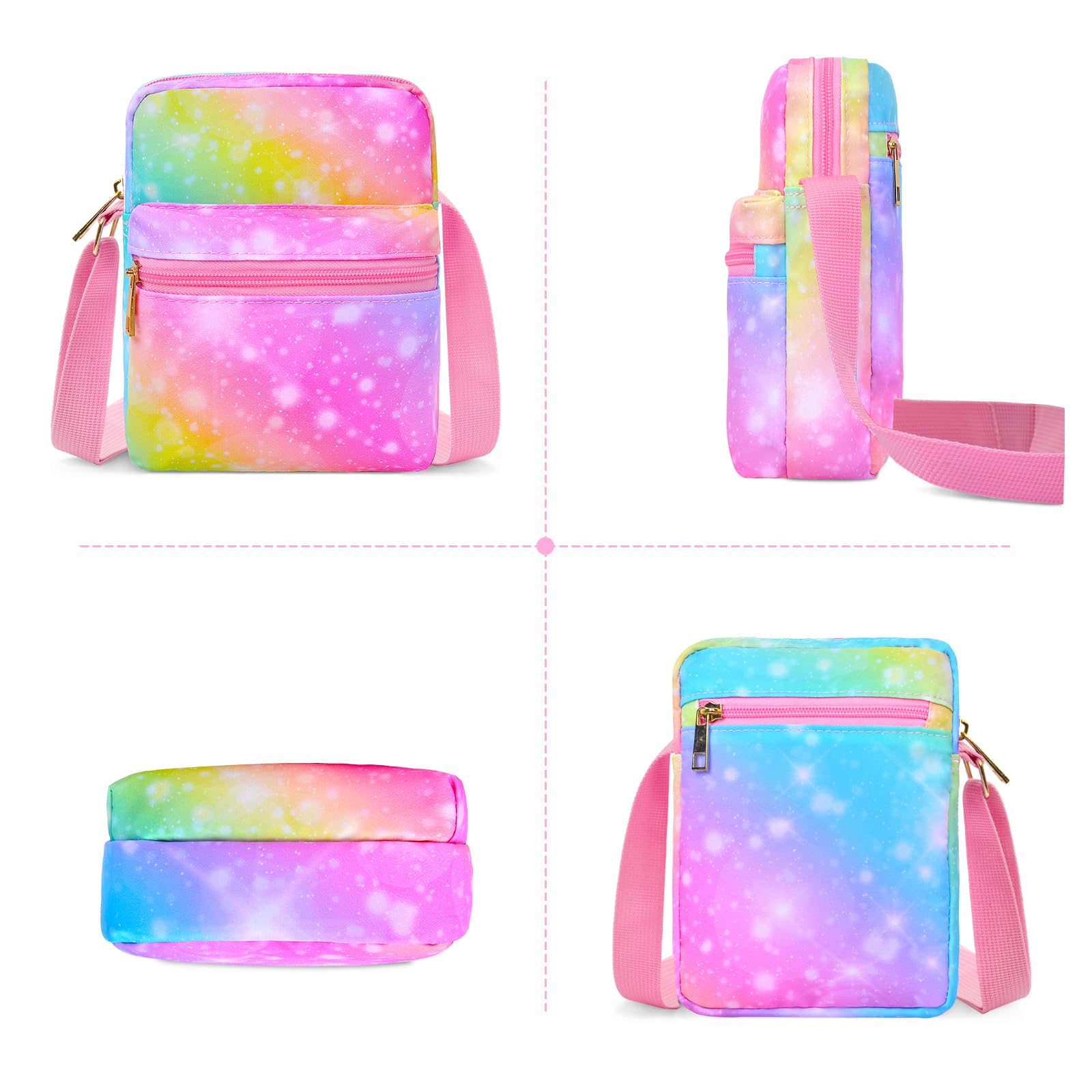 **Cute Rainbow Crossbody Purse for Girls Age 4-12 - Small Messenger Shoulder Bag for Kids, Perfect Christmas Gift for Little Girls - Ideal for School, Travel & Playdates**