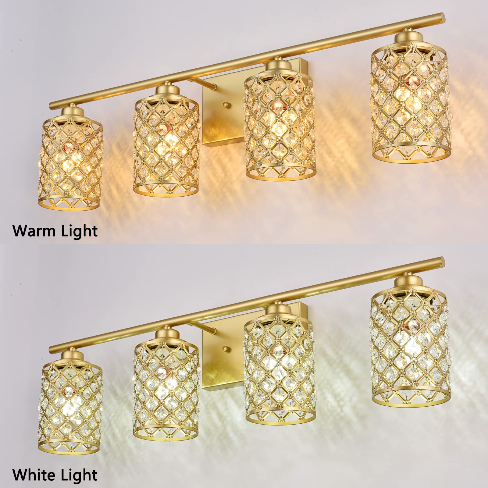 Gold Bathroom Light Fixtures - Modern Farmhouse Vanity Mirror Lighting for Powder Room & Bath