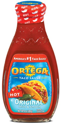 Ortega Hot Taco Sauce - 8oz Glass Jar (Pack of 3) | Premium Mexican Hot Sauce for Tacos, Burritos & Nachos | Perfect for Home Cooking, Parties & Mexican Cuisine